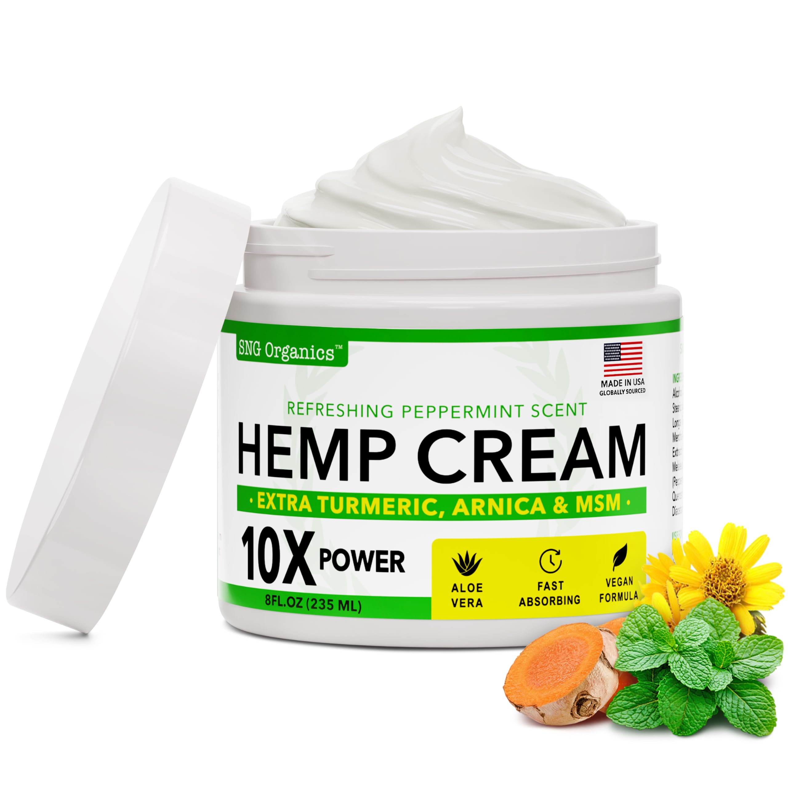 Super Natural Goods Hemp Cream with Hemp Oil, Turmeric, Arnica & Menthol – Botanical Cream with a Cooling Sensation for Localized Application (8oz) Super Natural Goods uk supplements