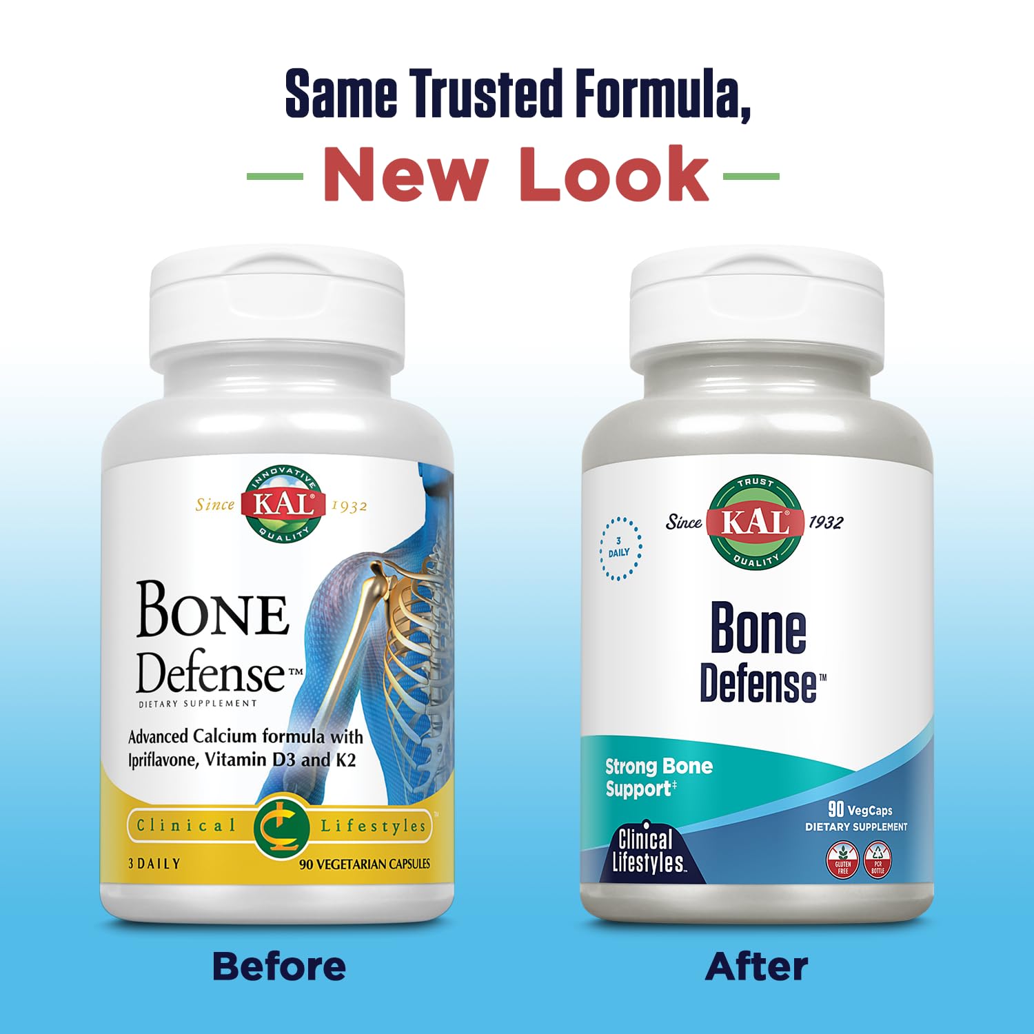 KAL Bone Defense | Healthy Bone Strength and Density Supplement | Calcium, Vitamin D3 and K2, Magnesium | 90ct, 30 Serv. KAL uk supplements