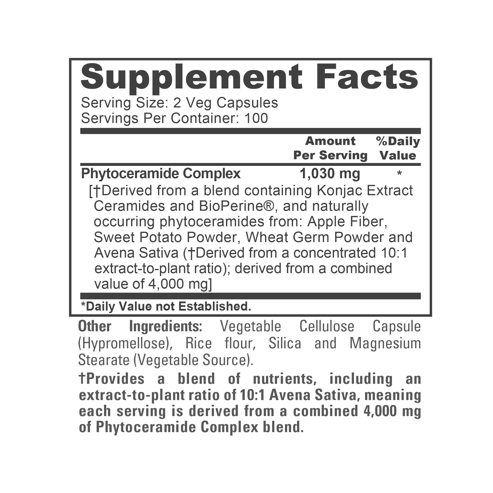 NusaPure Phytoceramide Complex 10:1 Extract, 1030 mg Equivalent to 4000 mg 200 Veggie Capsules (Non-GMO) Bioperine NusaPure uk supplements