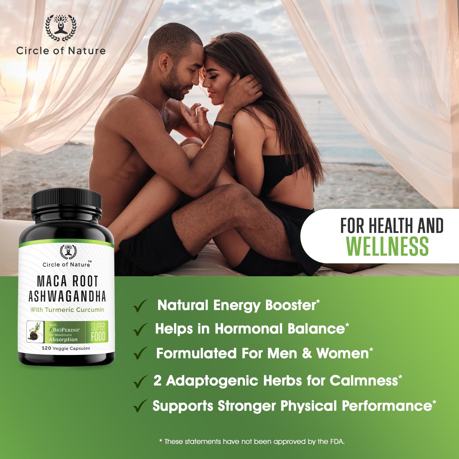 Maca Root 10,000 mg, Ashwagandha 6000mg Extract, Capsules for Men & Women CIRCLE OF NATURE uk supplements