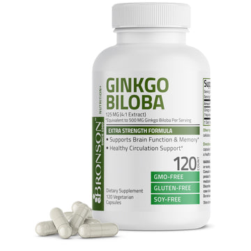 Bronson Ginkgo Biloba Extra Strength 125mg (4:1 Extract) Equivalent to 500mg Bronson uk supplements