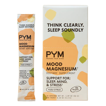 PYM Mood Magnesium Powder Packets (10-Servings) Magnesium Glycinate, L-Threonate & Malate Powder | Aid & Mood Support Supplement for Stress PYM Health uk supplements