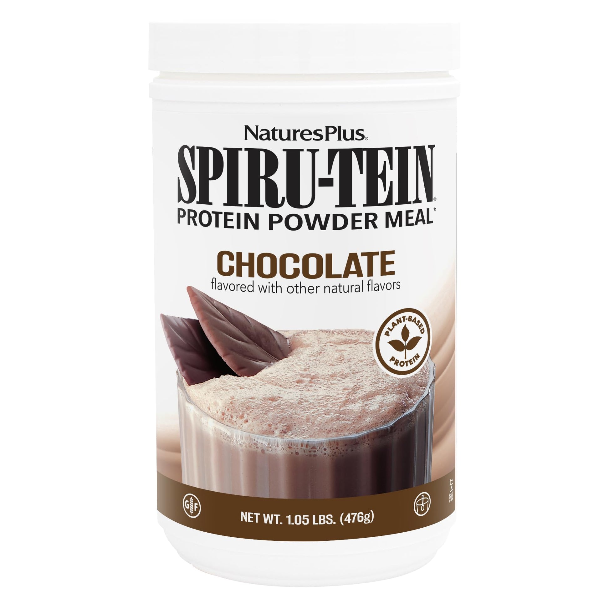 NaturesPlus SPIRU-TEIN, Chocolate - 1.05 lb - Plant-Based Protein Shake - Non-GMO, Vegetarian, Gluten Free - 17 Total Servings NaturesPlus uk supplements