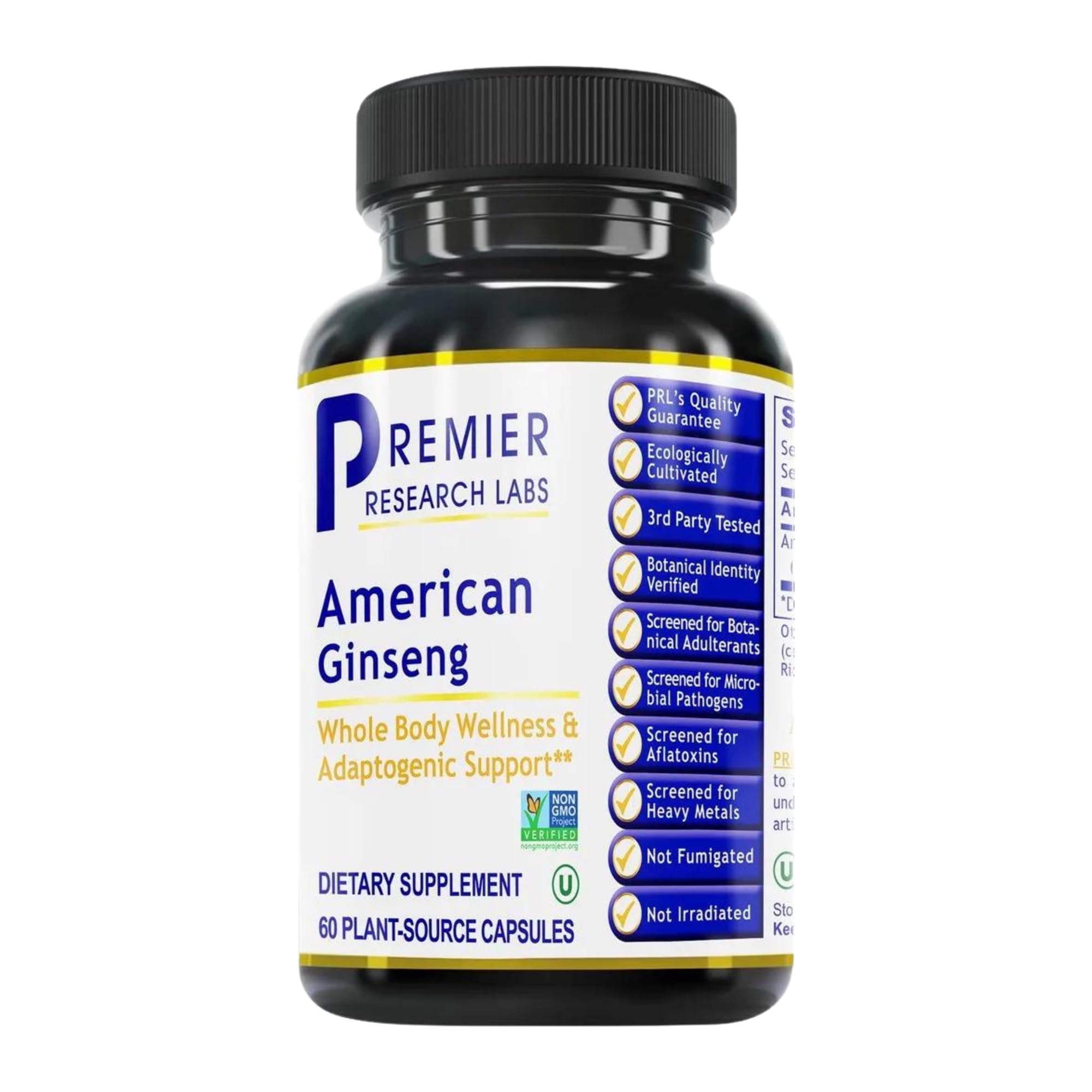 Premier Research Labs American Ginseng Supplement - American Ginseng Capsules, Herbal Ginseng Root Pills, North American Ginseng Herb Extract, Calming Energy Supplement - 60 Plant-Based Capsules Premier Research Labs uk supplements