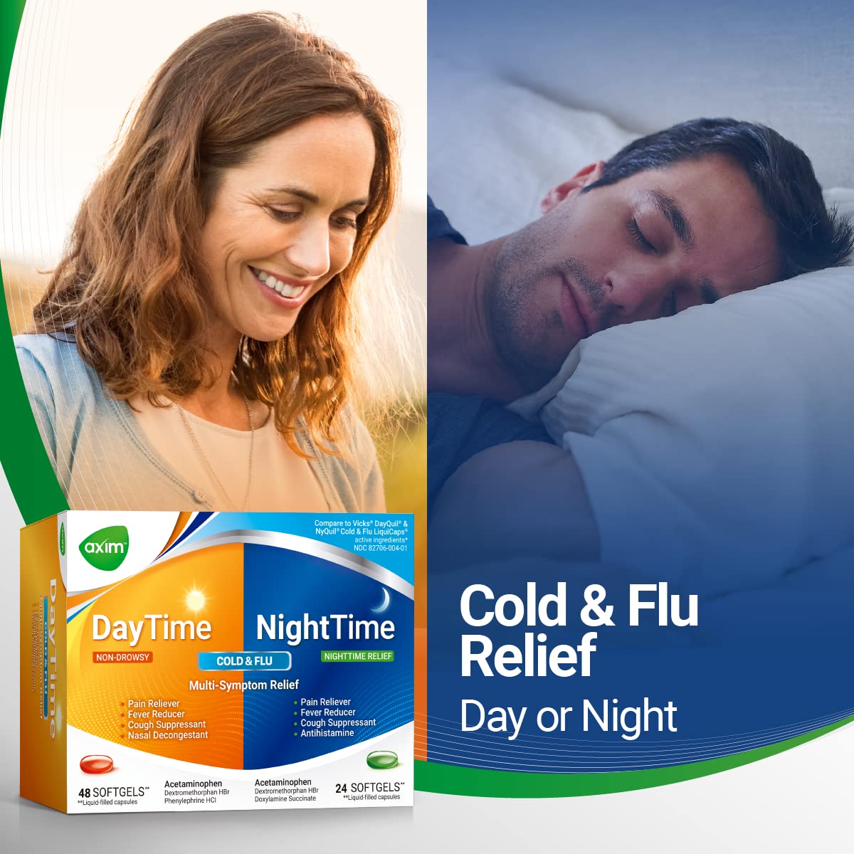 AXIM Day & Night 325-15-5-6.25 mg x 72 softgels AXIM uk supplements