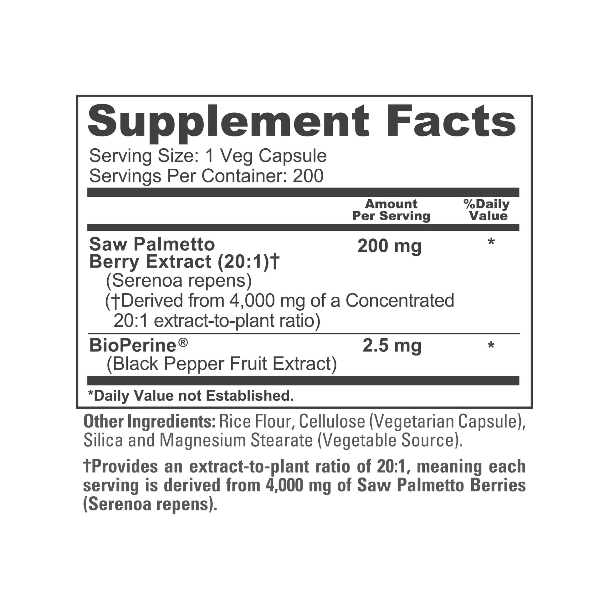 NusaPure Saw Palmetto 20:1 Extract, 200 mg Equivalent to 4,000 mg per Veggie Caps 200 Count Non-GMO, Vegan, Vegetarian, Bioperine NusaPure uk supplements