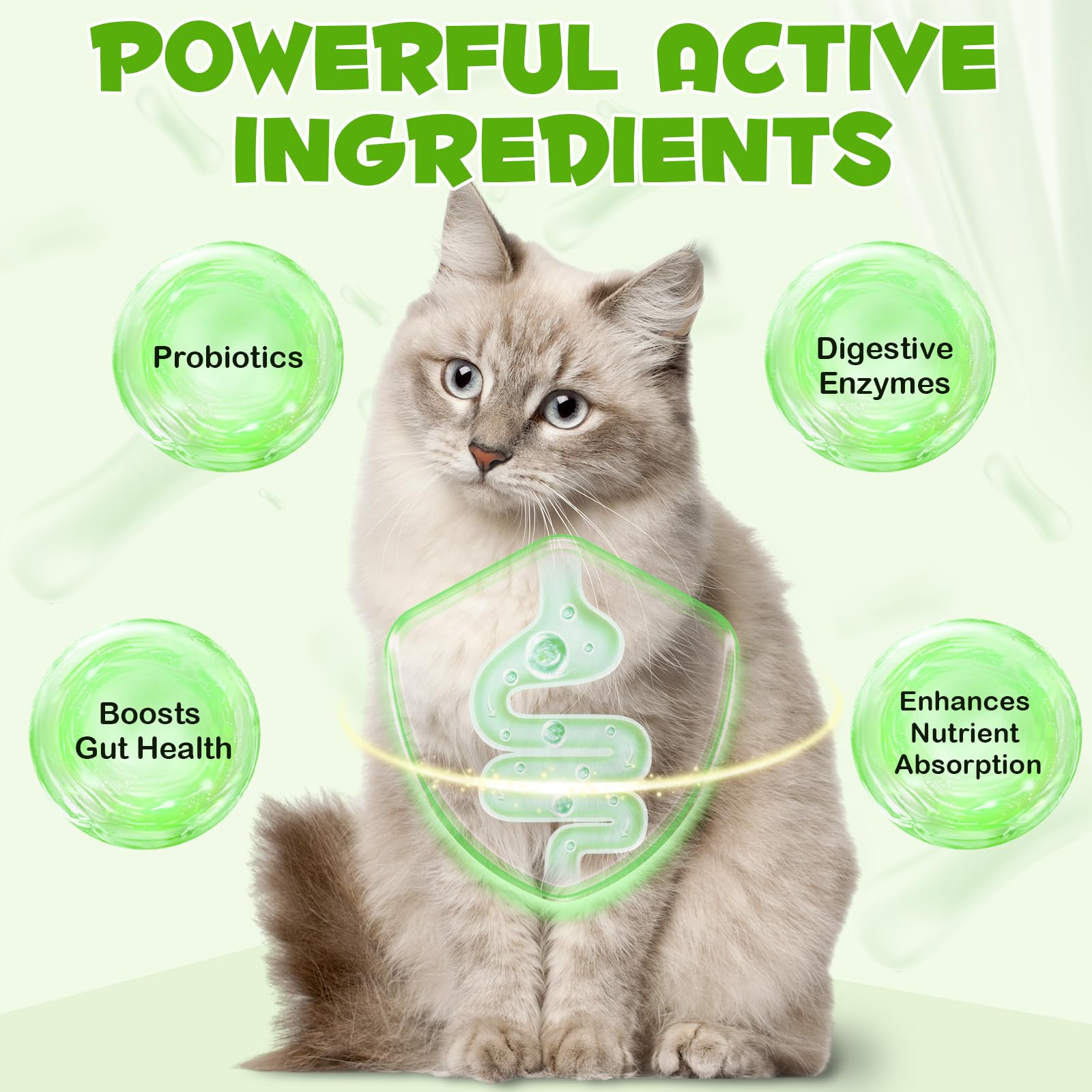 Liquid Cat Probiotic, Natural 3 in 1 Probiotic for Cats, Cat Digestive Support,Gut Health Support,Help with Diarrhea,Gas and Bloating, Cat Herbal Supplements- 60ml VOSIFSDIY uk supplements
