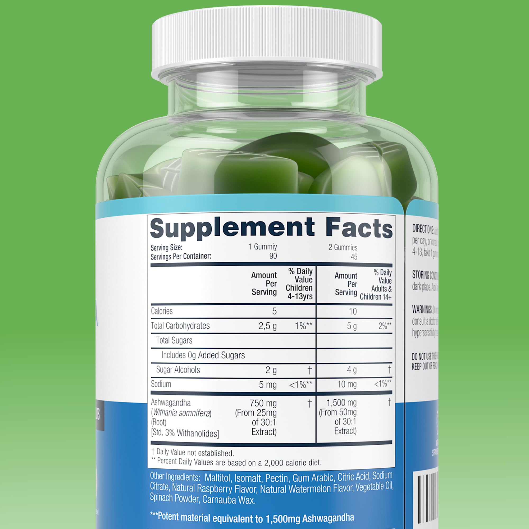 Sugar-Free Ashwagandha Gummies for Stress, Sleep & Mood Support - High-Potency 30:1 Ashwagandha Supplement Extract - Vegan Adaptogen Supplement for Women & Men, Natural Flavor, Plant-Based, 90 Gummies Purify Life uk supplements