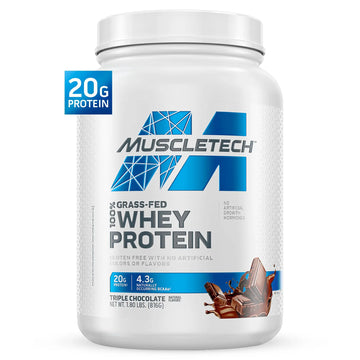 Muscletech Grass-Fed Whey Protein Powder (Triple Chocolate, 1.8LB) - Whey Protein Smoothie & Milk Shake Mix Supports Muscle Gain & Recovery - 20g of Whey Protein for Women & Men - Non-GMO, Gluten-Free MuscleTech uk supplements