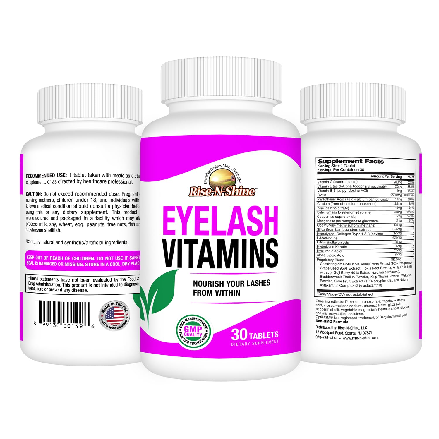 Rise-N-Shine Eyelash Growth Vitamins, Premium Lash Strengthening Supplement with Collagen, Keratin 30 Day Supply Rise-N-Shine uk supplements
