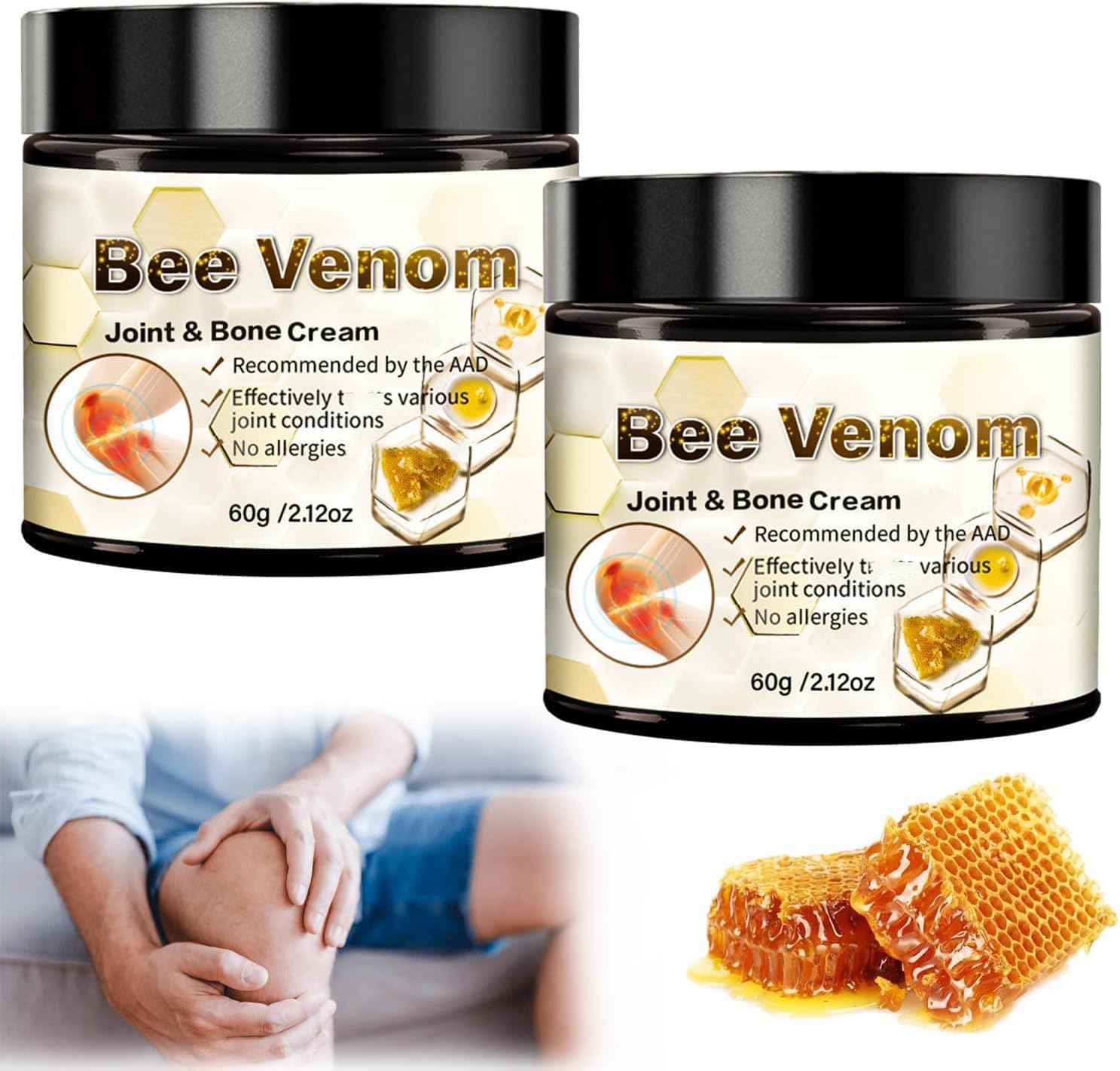 ArthroEase Bee Venom Arthritis Cream, Joint & Muscle Soothing Bee Venom Cream, Professional Bee Venom Joint Cream, Bee Venom Joint Gel - Specially for for Back, Neck, Hands, Knee (2 Bottle) Lmoy uk supplements