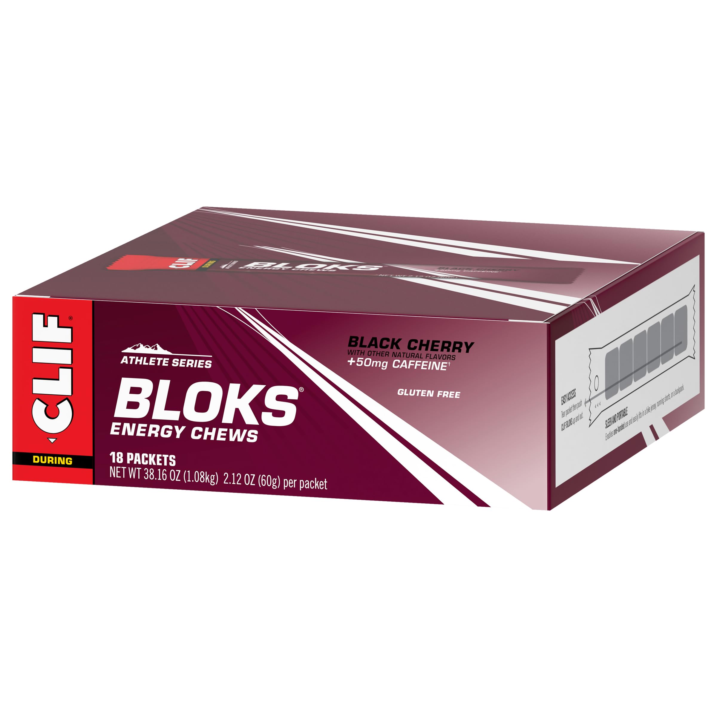 CLIF BLOKS - Black Cherry Flavor with Caffeine - Energy Chews - Non-GMO Clif Bar uk supplements