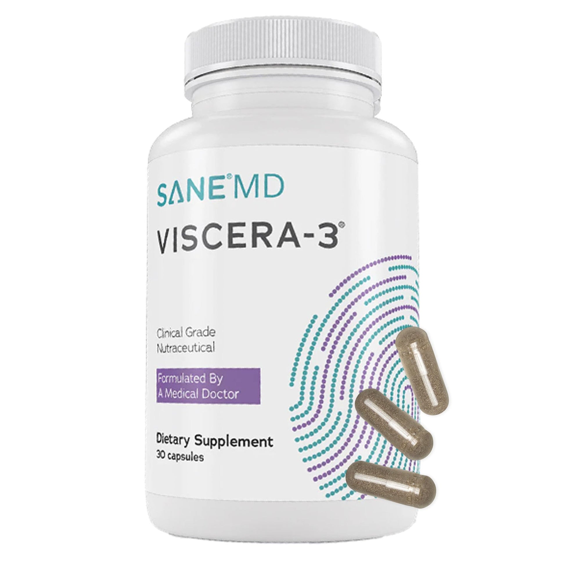 SANE MD - Viscera 3 Postbiotics with Tributyrin - Sodium Butyrate Supplement for Gas and Bloating Relief - Gut Health - IBS & Leaky Gut Butyric Acid Supplement - NSF Certified - 30 Capsules SANE uk supplements
