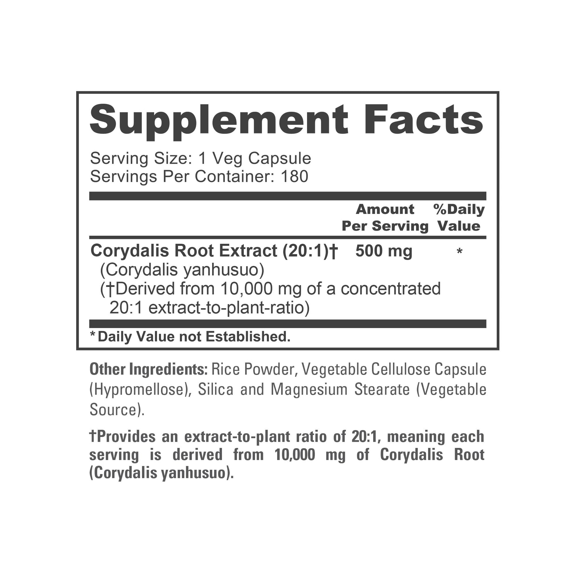 NusaPure Corydalis Root Extract 20:1 - Suitable for Vegetarian/Vegan, Non - GMO - 1000 mg - 180 Capsules NusaPure uk supplements
