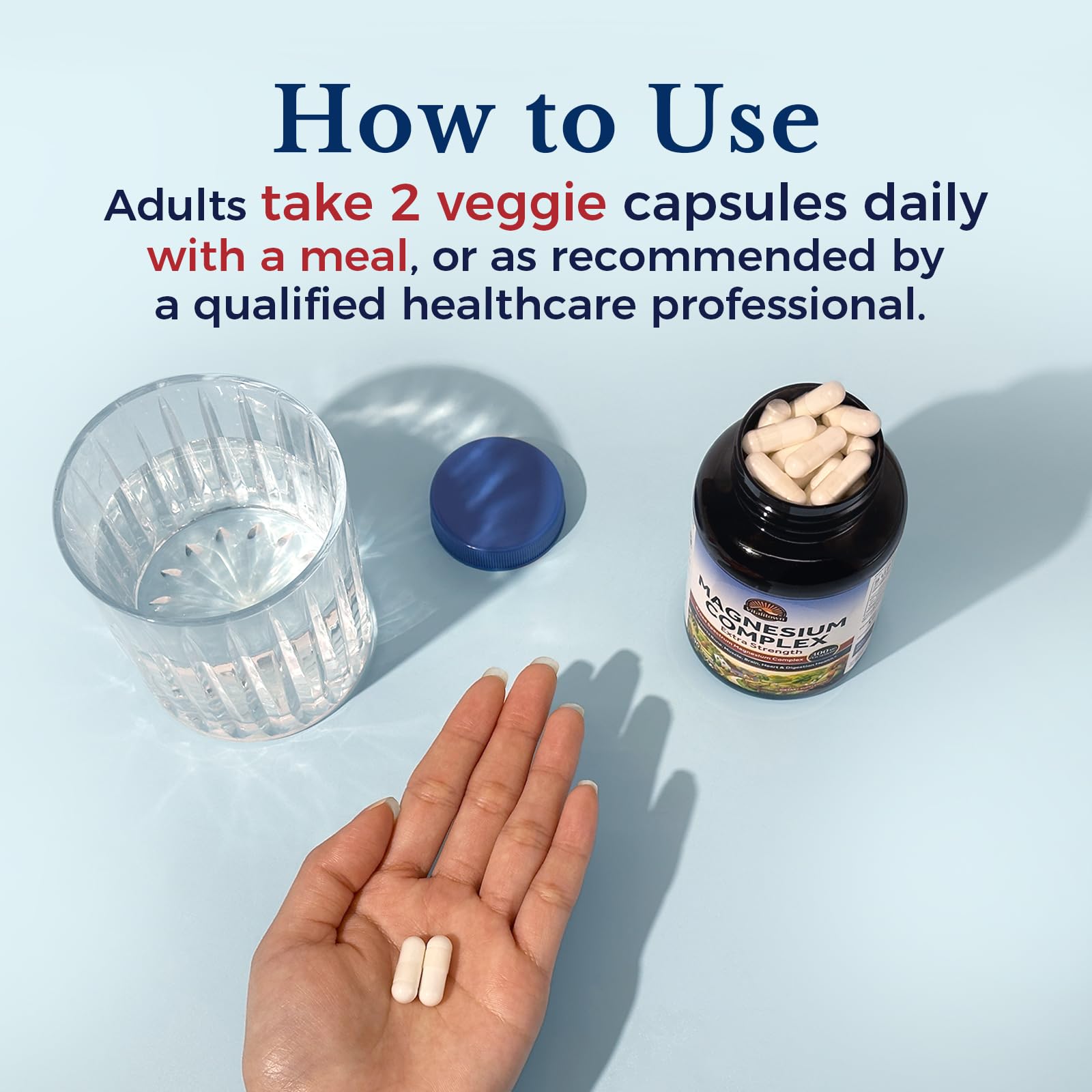 Vitalitown Magnesium Complex Supplement | 300mg Elemental Mag | Magnesium Citrate Glycinate Taurate Malate | Non-GMO, No Gluten, 90 Vegan Magnesio Capsules for Bone Brain Heart Vitalitown uk supplements