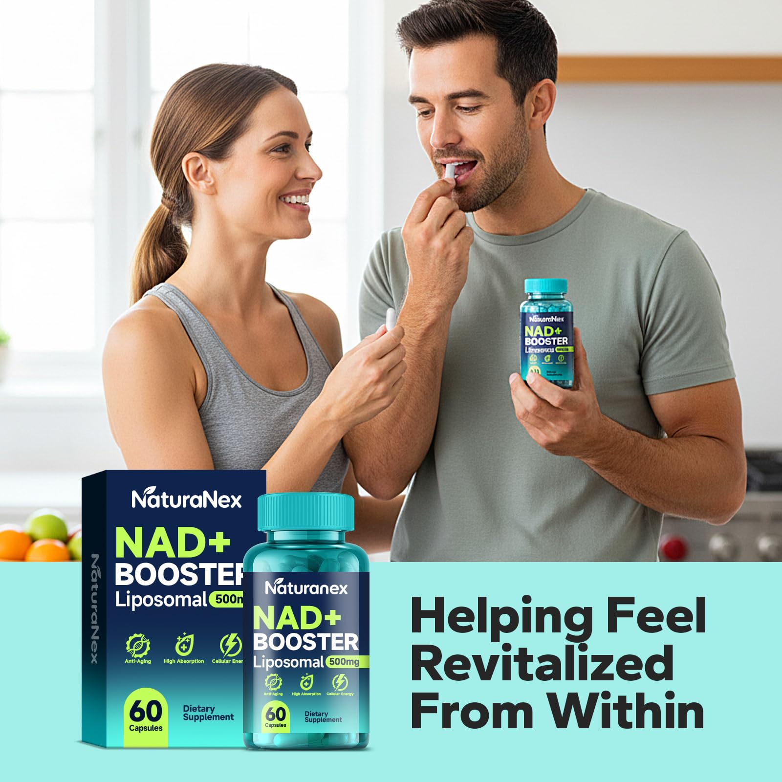 NaturaNex NAD+ Supplement 650mg (60 Capsules), Liposomal NAD+ with Resveratrol & Quercetin, Third-Party Tested, NMN Supplement Alternative NaturaNex uk supplements