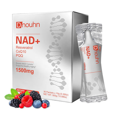 DNOUHN NAD Liquid Supplement 1500mg, Nicotinamide Riboside & Resveratrol with PQQ, NAD Supplement for Women & Men, Boosts Cellular Energy, Anti-Aging, Immune, Focus, 30 Packets DNOUHN uk supplements