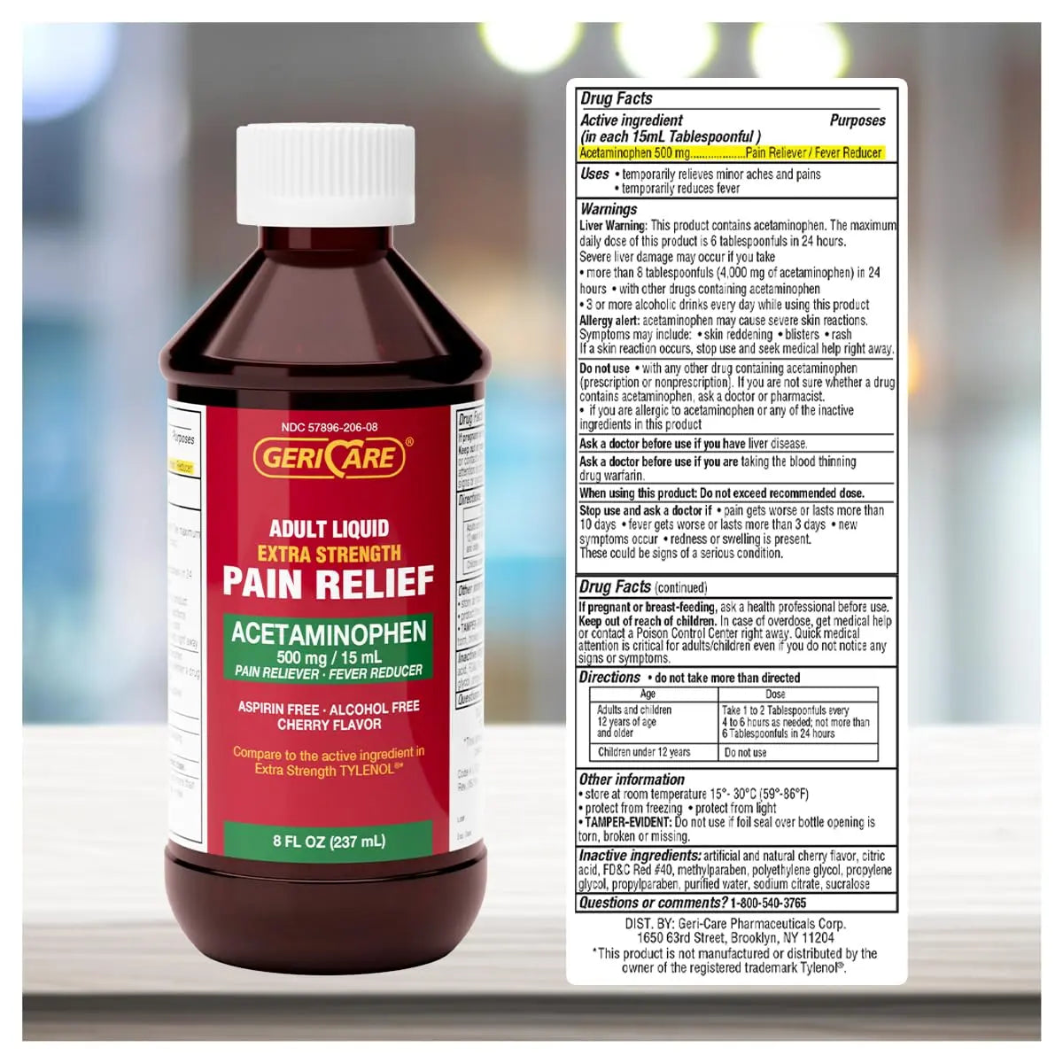 GeriCare Extra Strength Acetaminophen 500 mg Adult Liquid Pain Relief, Fever Reducer, 8 FL OZ (Pack of 1) GeriCare uk supplements