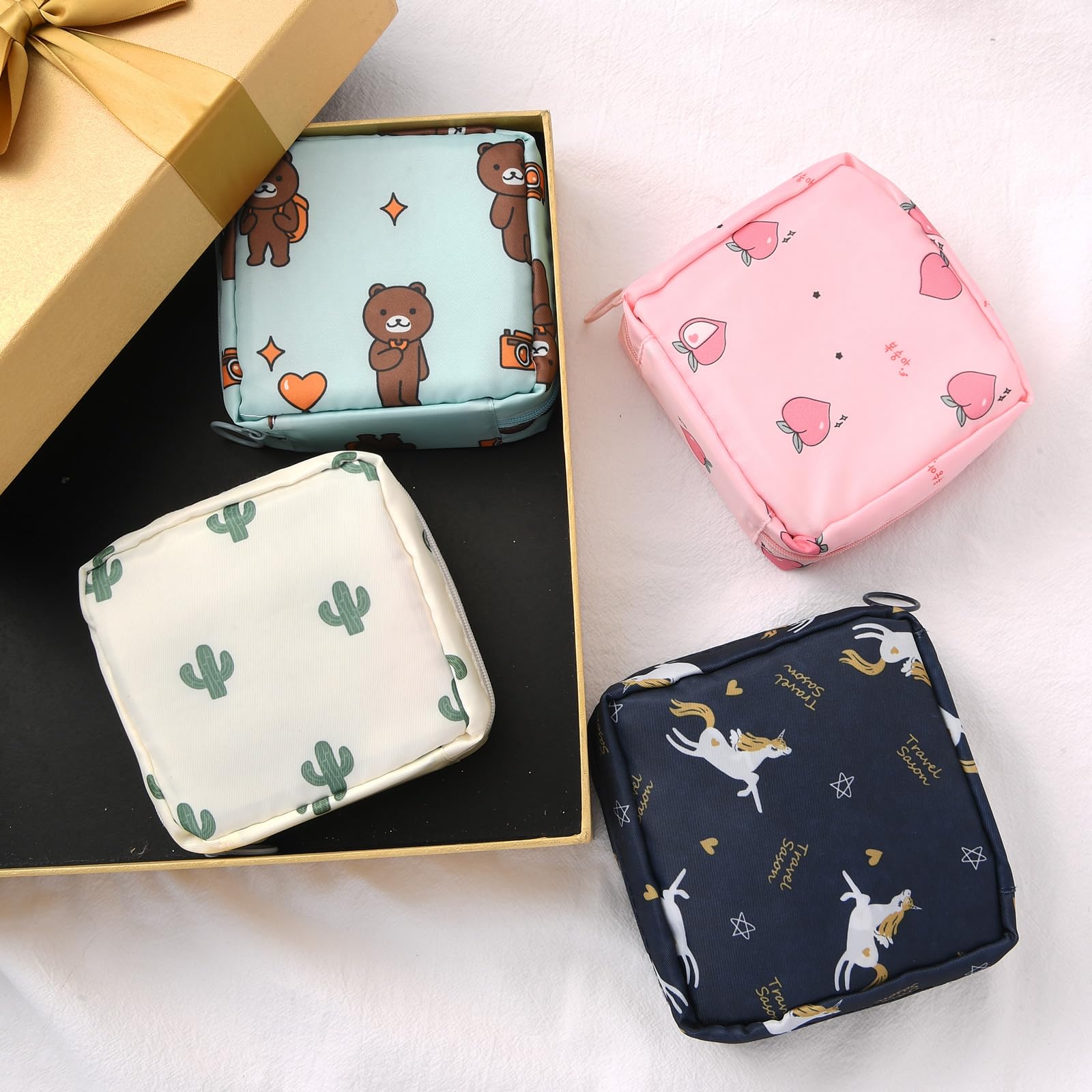 4Pcs Period Bag, Sanitary Pad Storage Bag Samll Period Pouch for Purse Cute Menstrual Period Bag Aster uk supplements