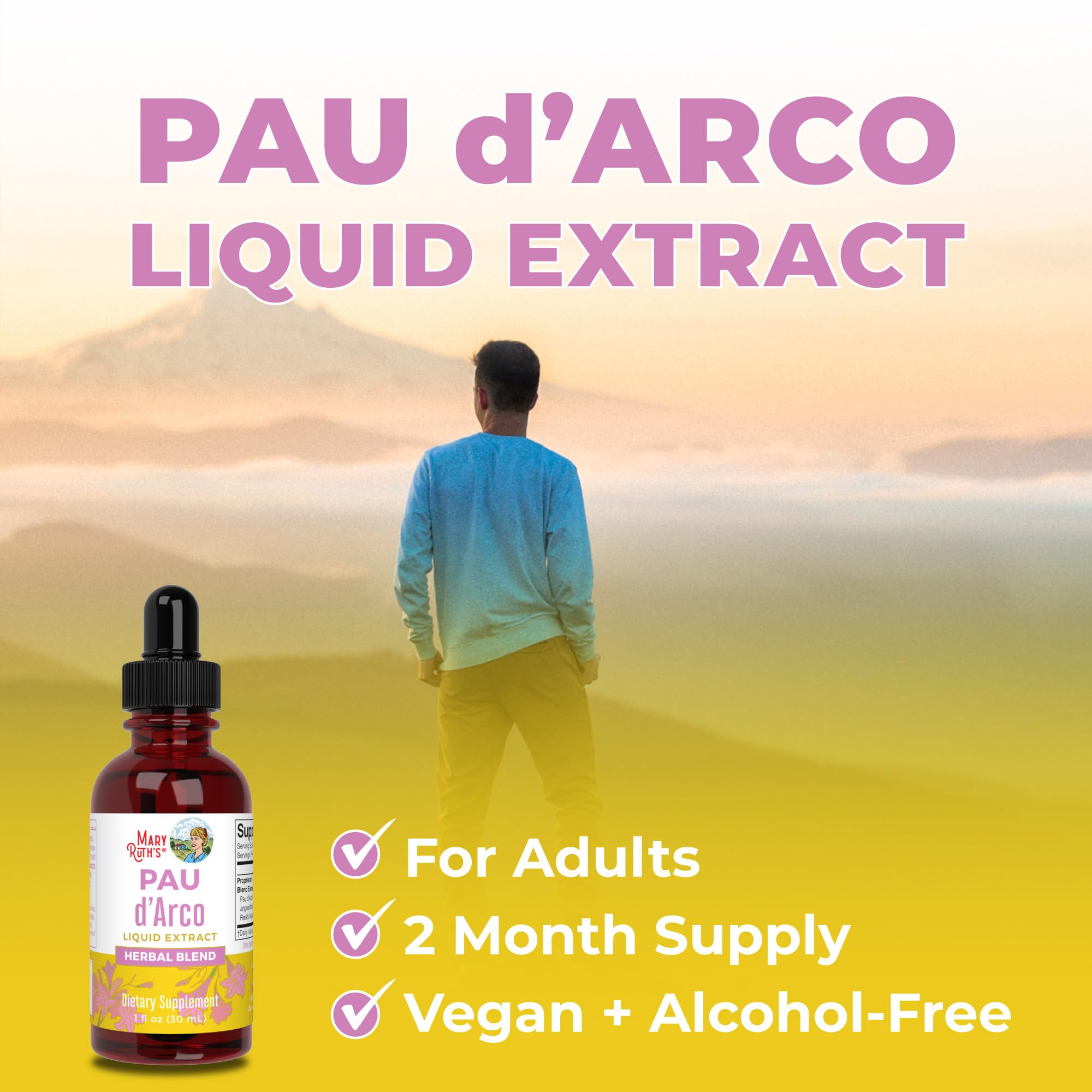MaryRuth Organics PAU D'Arco Herbal Blend | Reishi Mushroom | Echinacea angustifolia Root | Usnea Lichen | Thyme Leaf | Vegan | Non-GMO Project Verified | Gluten Free | 30 Servings | 1 Fl Oz MARYRUTH'S uk supplements