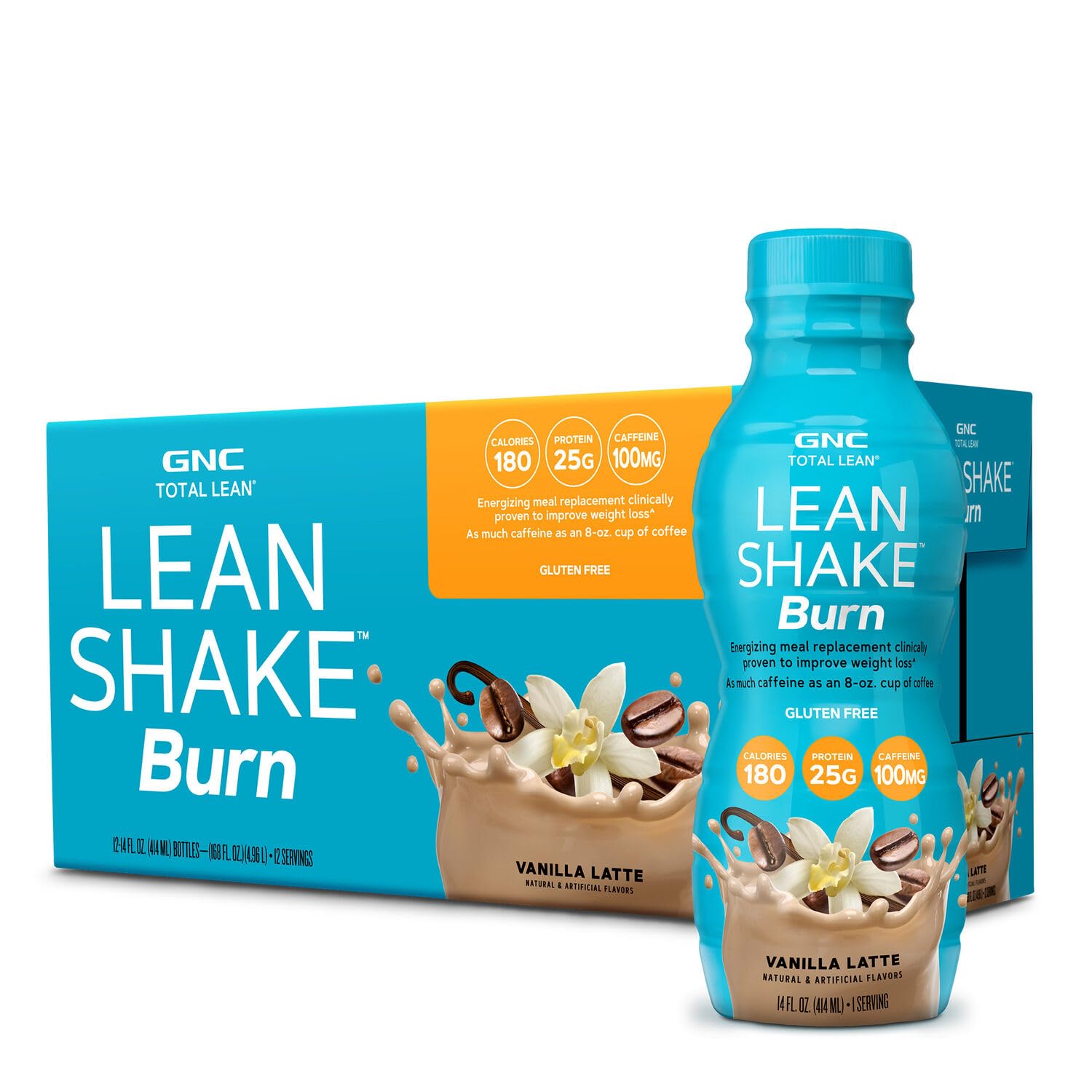 GNC Total Lean Lean Shake Burn - Vanilla Latte - 12 Bottles GNC uk supplements