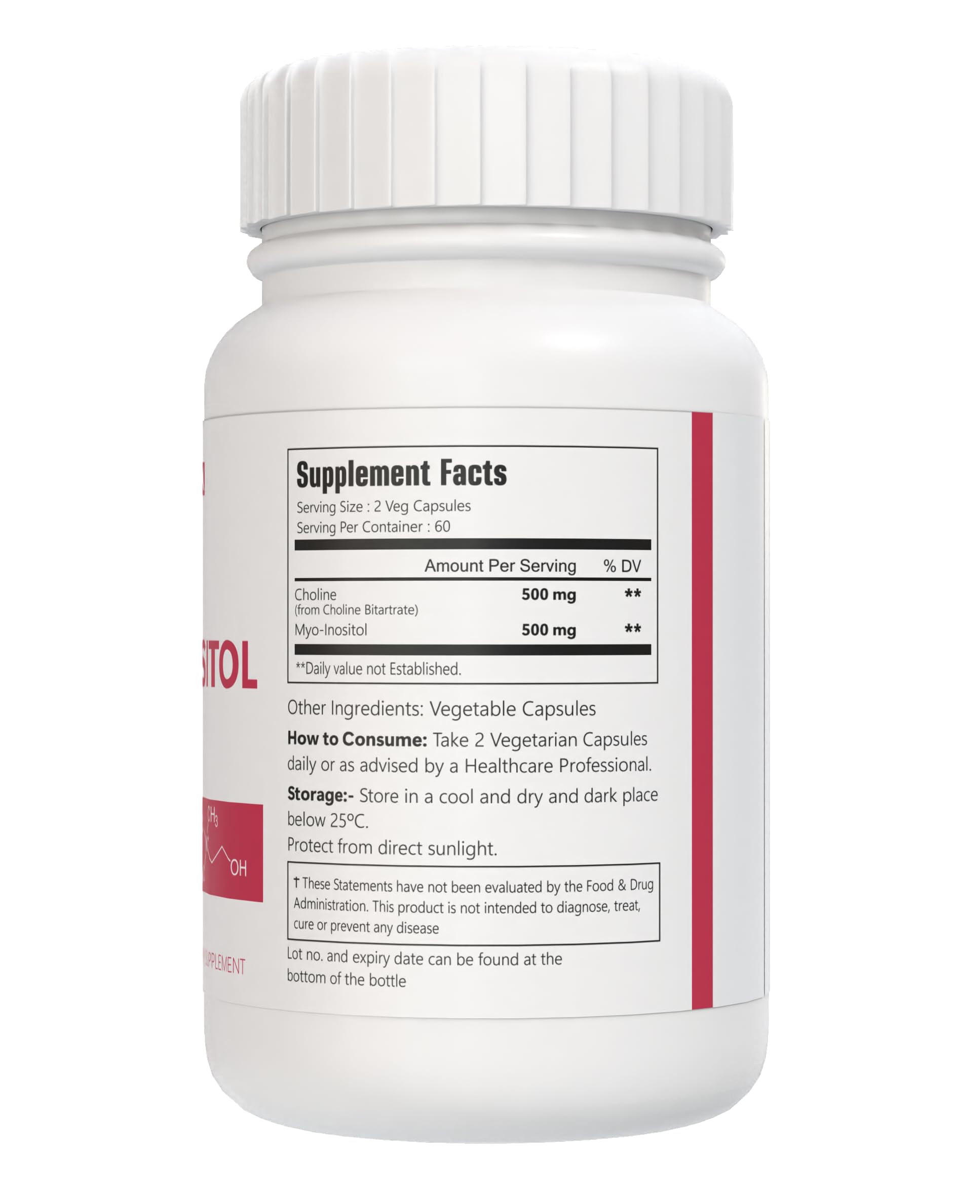 VitaCosmoX Choline and Myo-Inositol Supplement, 1000 mg Each, 120 Veggie Capsules 100% Vegetarian, Non-GMO & Gluten Free VitaCosmoX uk supplements