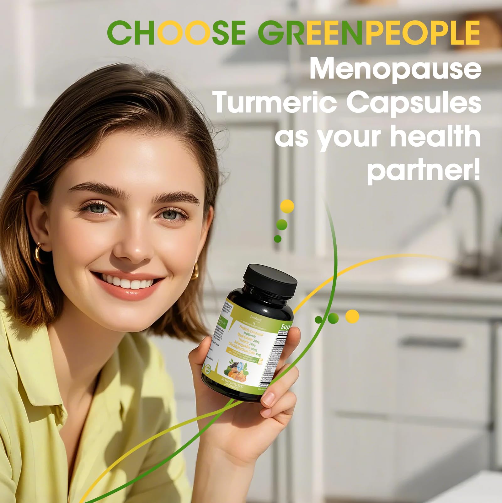 GREENPEOPLE Menopause Supplements for Women - Black Cohosh & Ashwagandha for Hot Flashes, Night Sweats, Mood Swings, Hormonal Balance Support,10 Billion CFU Probiotic - 120 Capsules Vegan Gluten-Free GREENPEOPLE uk supplements