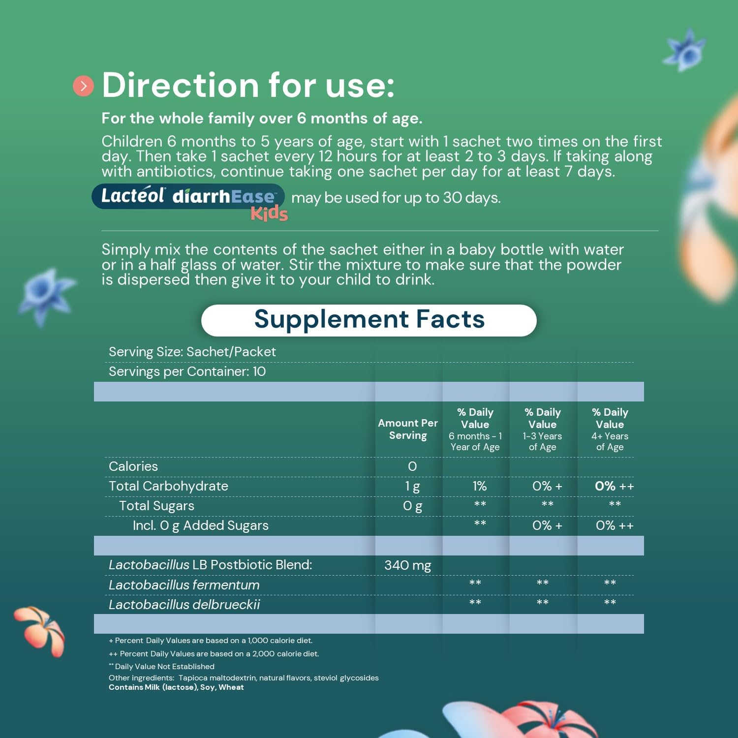 Lactéol diarrhEase Kids - a Safe, Drug Free and clinically Tested postbiotic Strain That Shortens The Duration of Occasional Diarrhea- Works Naturally with Your Child’s Body, 10 Count Lactéol uk supplements