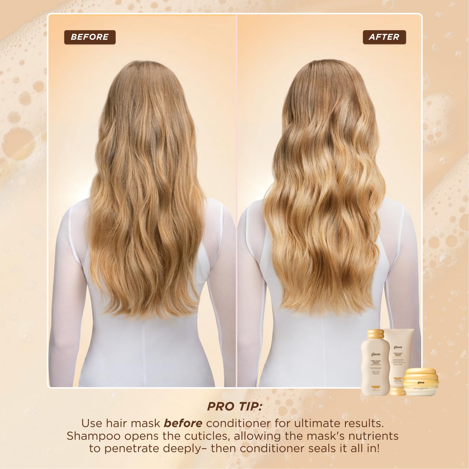 Gisou Honey Gloss Hair Therapy Trio - Mini Shampoo, Hair Mask and Conditioner for smoother, stronger and glossier hair Gisou uk supplements