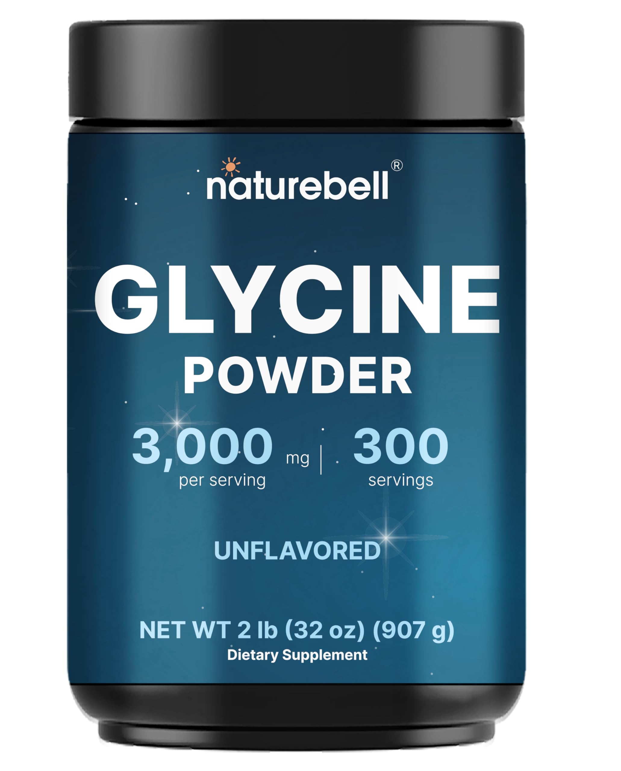 Glycine Powder, 300 Servings (2 lb) – 3,000 mg Free-Form Glycine Per Serving – Unflavored Pure Powder – Non-GMO, cGMP Manufactured NatureBell uk supplements