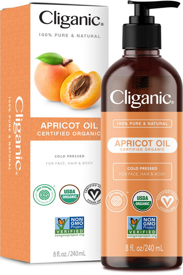 Cliganic Organic Apricot Oil, 100% Pure (8oz) - For Skin, Hair & Face | Natural Cold Pressed Unrefined Cliganic uk supplements