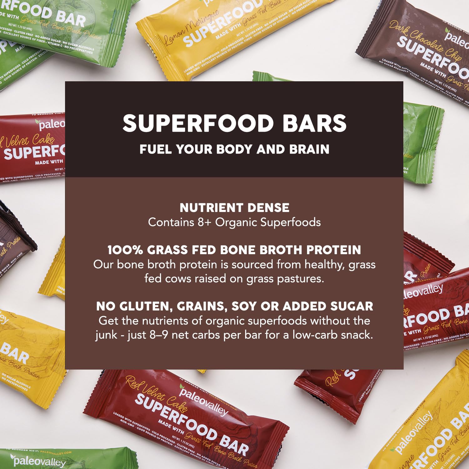 Paleovalley Superfood Bars – Dark Chocolate Chip– 10 Pack – 9g Protein per Bar – Gluten-Free, Grain-Free, Paleo, Non-GMO – On-the-Go Snack Paleovalley uk supplements