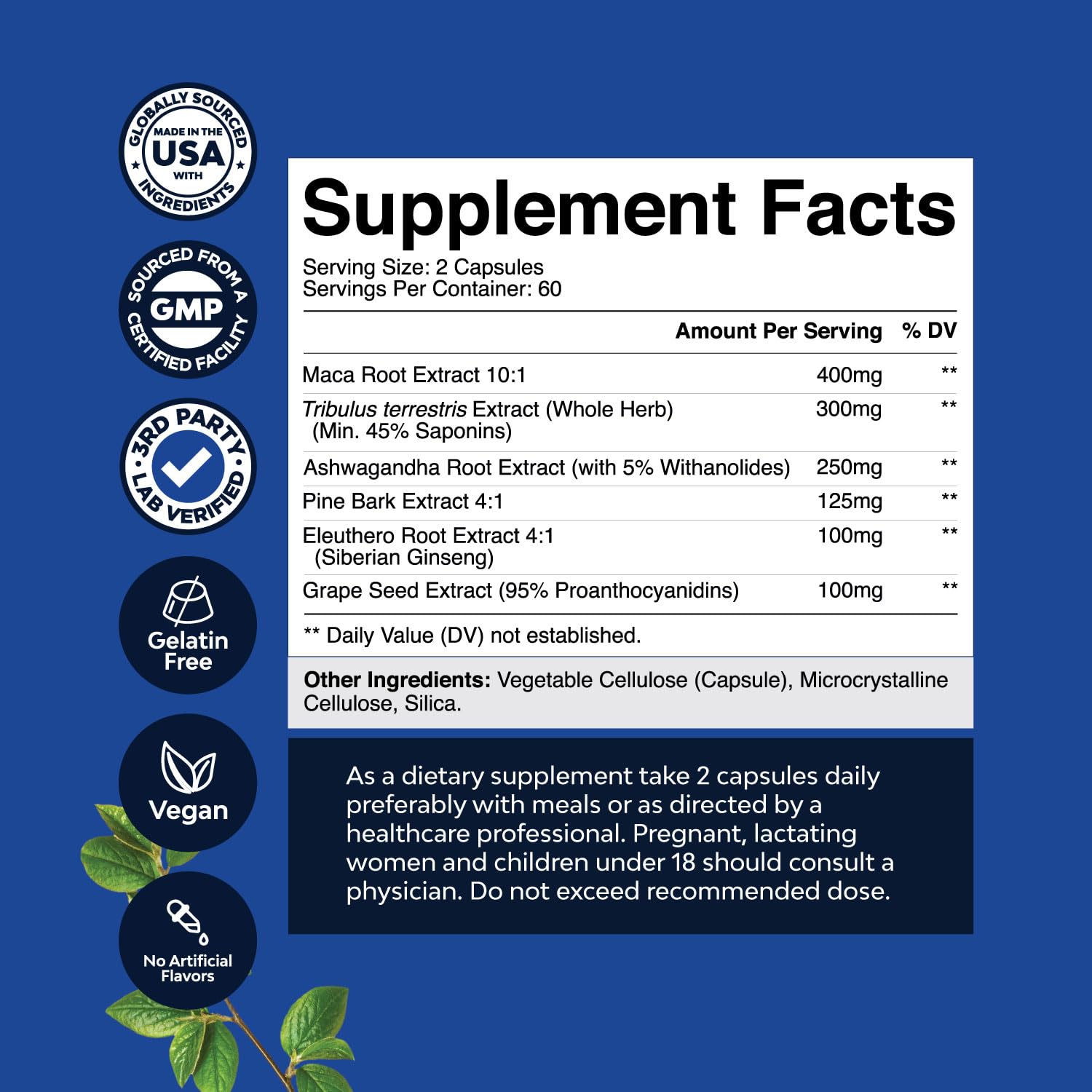 Potent Black Maca Root Capsules for Men - Herbal Wellness Supplement with Siberian Ginseng Ashwagandha and Black Maca Root - Men’s Wellness Supplement to Support General Health - 120 Count Natures Craft uk supplements