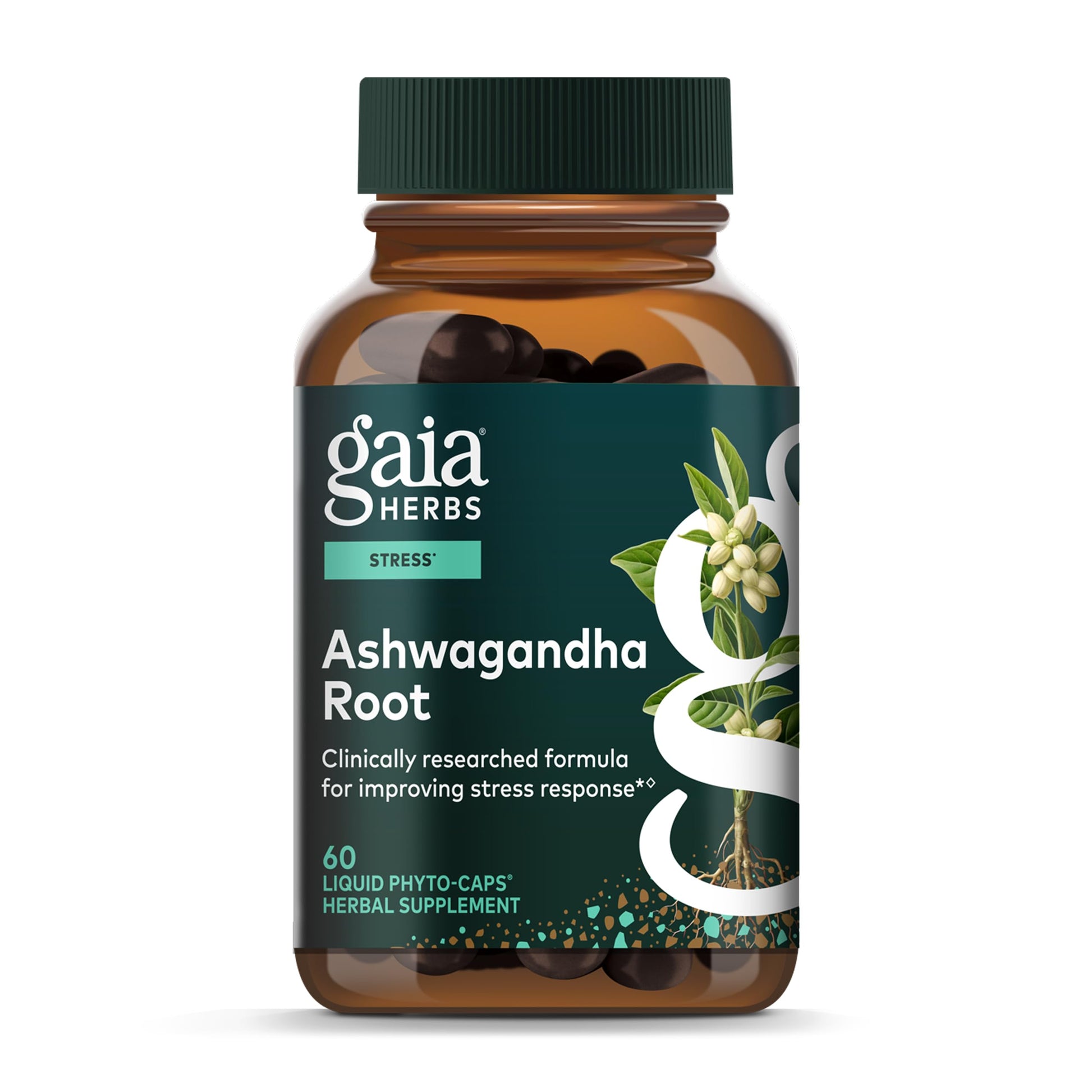 Gaia Herbs Ashwagandha Root - Stress Relief & Sleep Support Supplement - Supports Balanced Energy Levels & Positive Outlook* - 60 Vegan Liquid Phyto-Caps (30 Servings) Gaia Herbs uk supplements