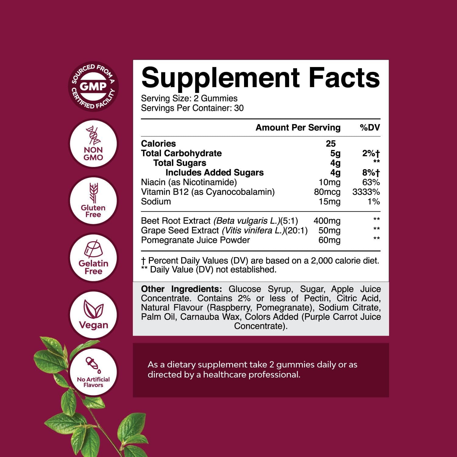 Flow Boosting Beet Root Gummies - Invigorating Beet Gummies for Adults Nitric Oxide Energy & Heart Health Support with Grapeseed Pomegranate & Vitamin B12 - Vegan Non-GMO & Gluten Free - 60 Count Natures Craft uk supplements