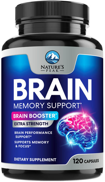 Brain Memory Supplement - 3X Strength Nootropics for Concentration, Clarity & Focus Support - Brain Health Cognitive Vitamins with Bacopa, Phosphatidylserine & DMAE, Brain Booster Pills, 120 Capsules Nature's Peak uk supplements