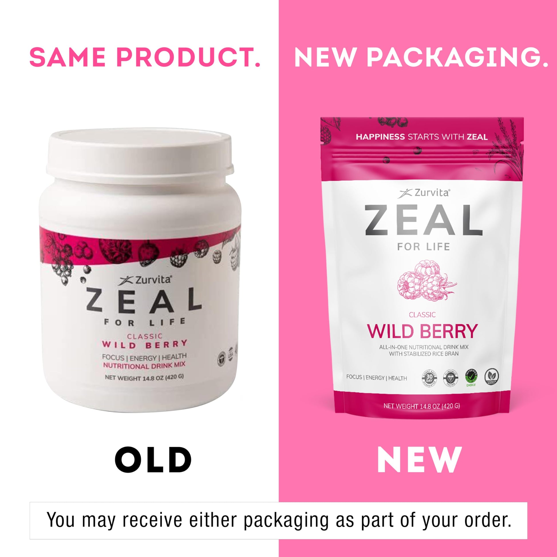 Zurvita - Zeal for Life 30-Day Wellness Bag - Wild Berry (Classic) - Nutritional Supplement for Vitality, Immunity, and Wellness - 420 Grams Zurvita uk supplements