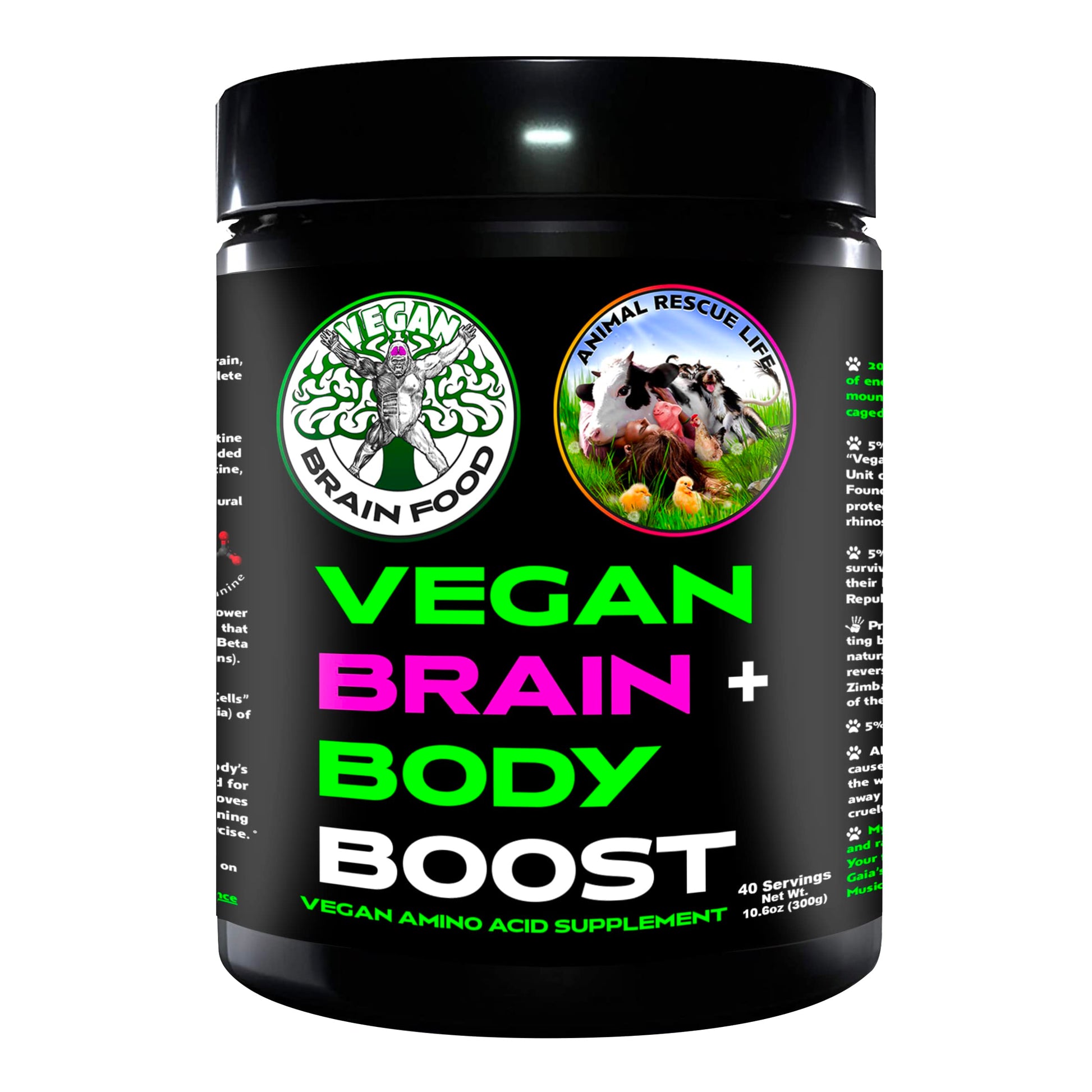 Vegan Brain & Body Boost: The Cherry On Top of A Plant-Based Lifestyle | Working Intelligence | Anti-Aging | Physical Fitness | Vegan Amino Acids - Creatine, Taurine & Beta Alanine | 40 Servings/300g Vegan Brain Food uk supplements