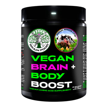 Vegan Brain & Body Boost: The Cherry On Top of A Plant-Based Lifestyle | Working Intelligence | Anti-Aging | Physical Fitness | Vegan Amino Acids - Creatine, Taurine & Beta Alanine | 40 Servings/300g Vegan Brain Food uk supplements