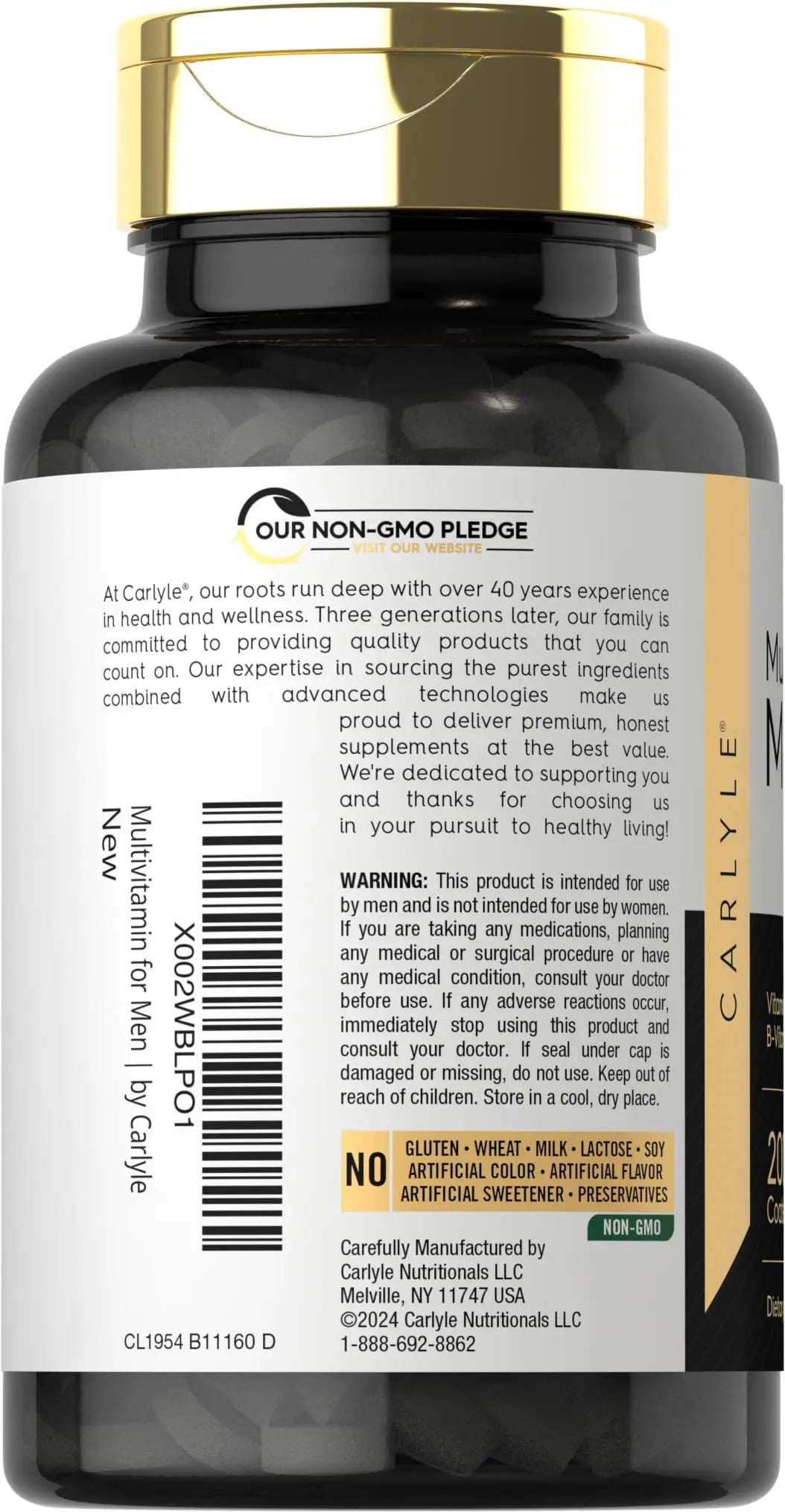 Carlyle Multivitamin for Men 50+ | 200 Count | with B Vitamins, Vitamin D, Magnesium & Zinc | Non-GMO, Gluten Free Supplement Carlyle uk supplements