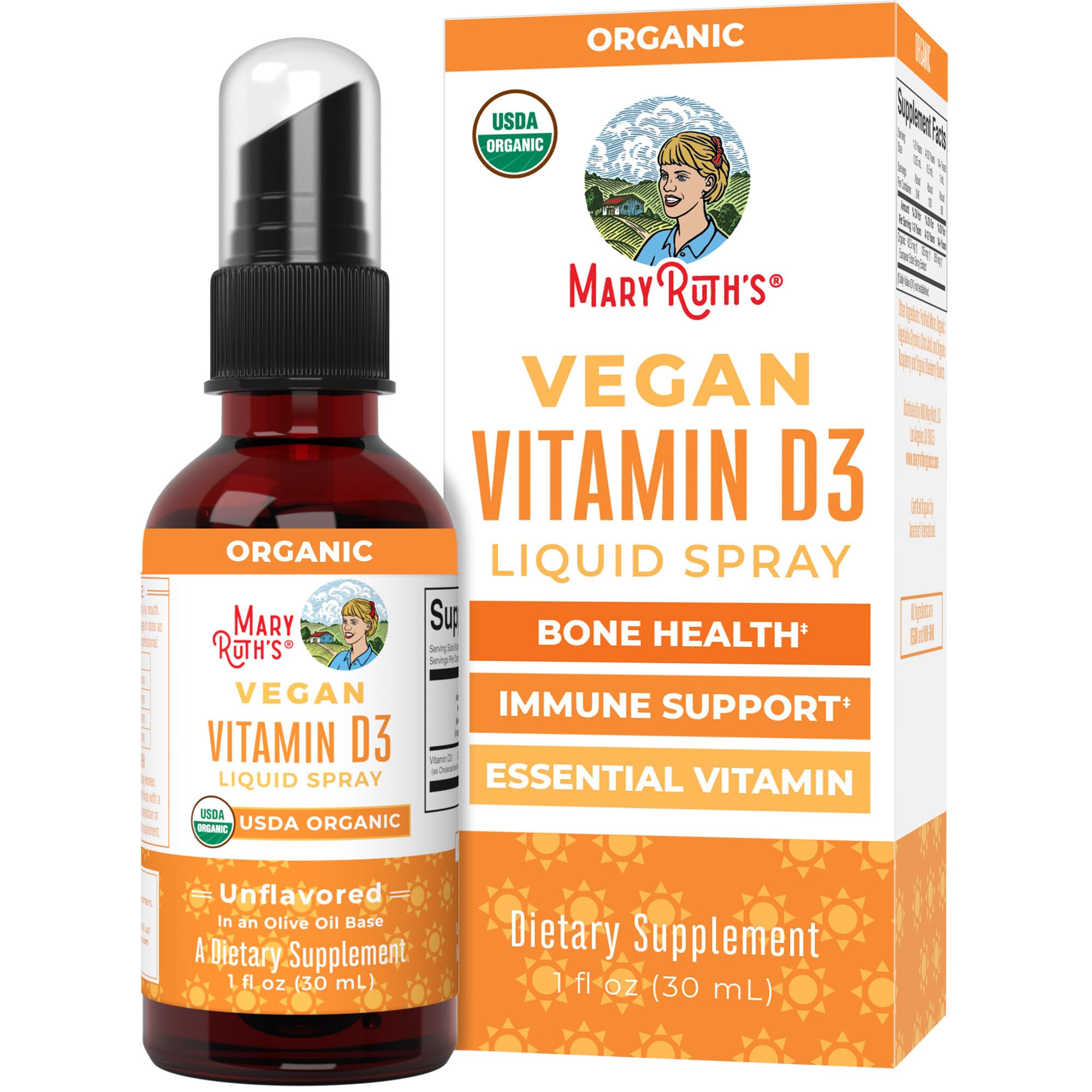 MaryRuth Organics Vitamin D USDA Organic | VIT D3 Liquid | Sugar Free | Liquid VIT D Spray Immune Support for Adults & Kids | Bone Health| Vegan | Gluten Free | Non-GMO | 30 Servings MARYRUTH'S uk supplements