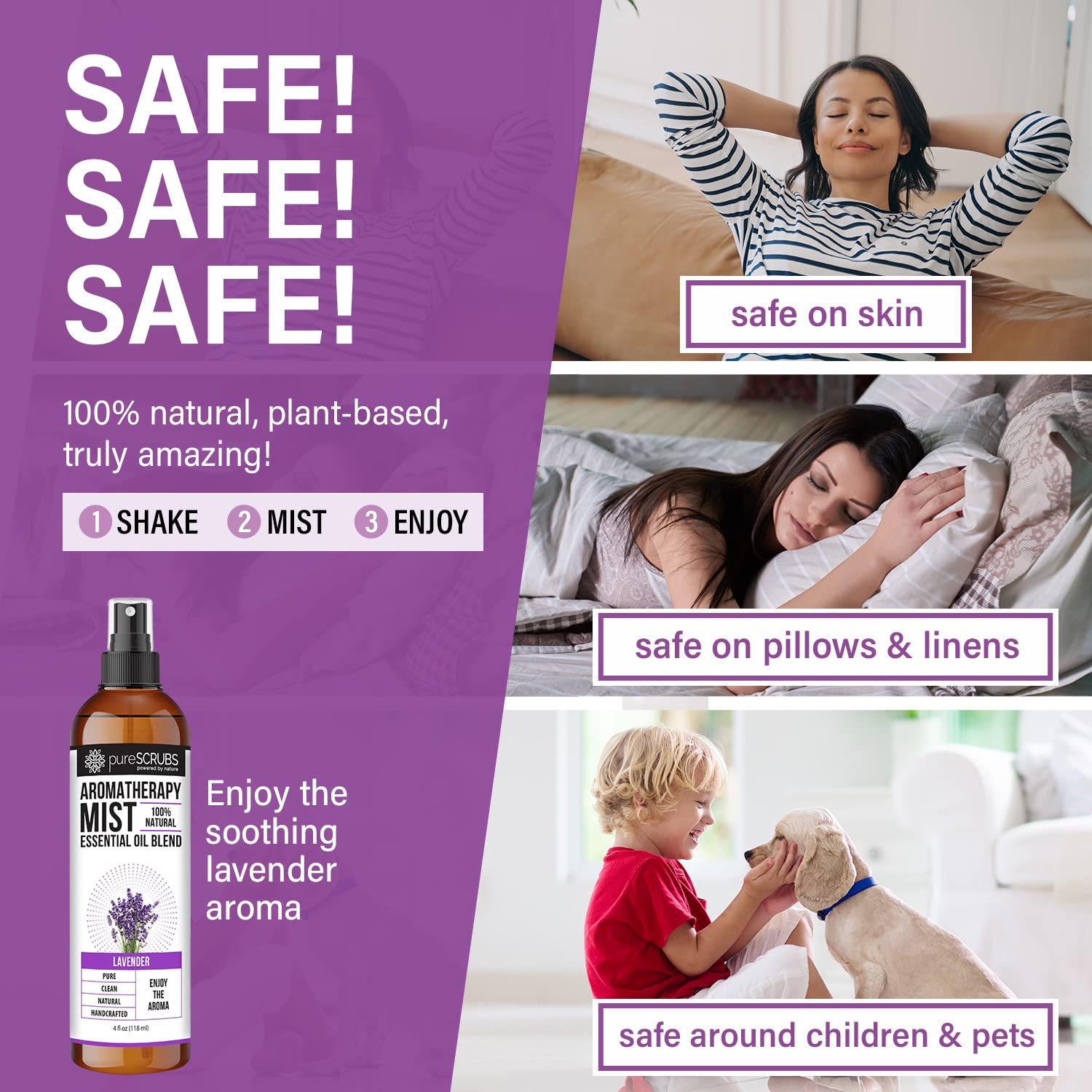 Shake, Mist & Enjoy - pureSCRUBS Premium Lavender Aromatherapy Spray Mist for Room, Body, Linens pureSCRUBS uk supplements