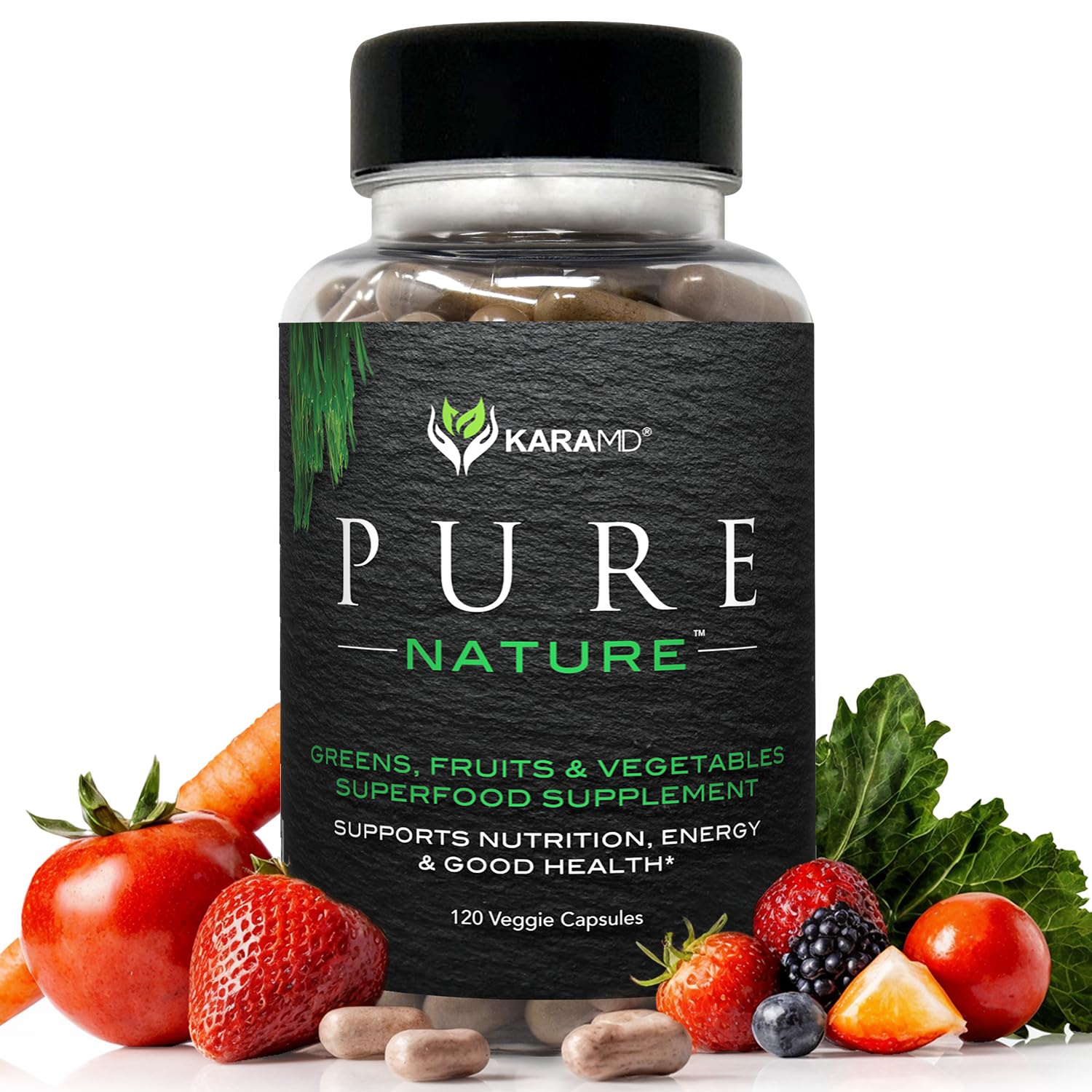 KaraMD Pure Nature | Greens, Fruit and Veggies Supplement | Vitamins, Fiber & Antioxidants | 20 Fruits and Vegetables Supplements for Energy & Digestion | Gluten Free & Vegan Friendly (30 Servings) KaraMD uk supplements