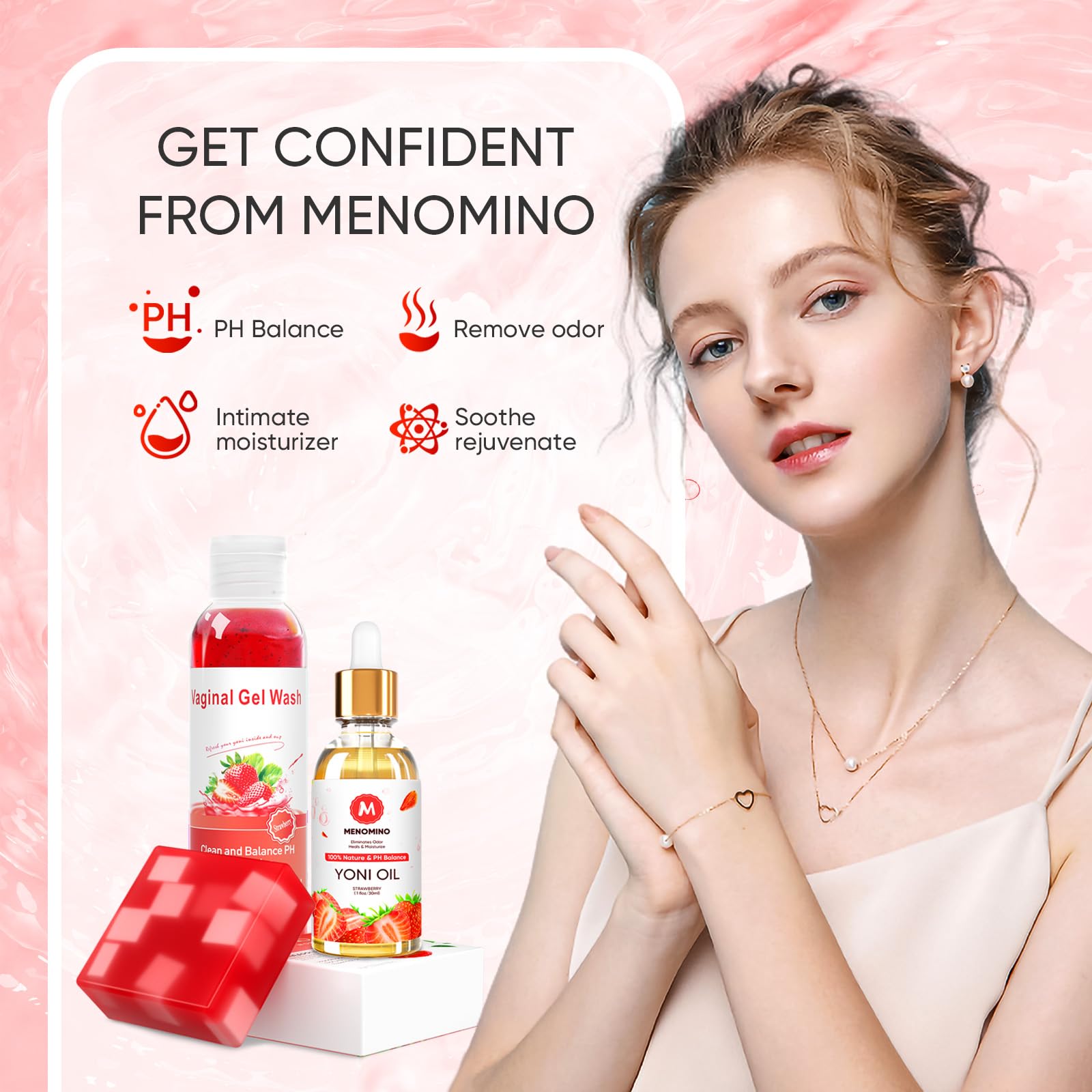 Feminine Wash & Yoni Soap Bar & Yoni Oil for Women pH Balance, Yoni Wash for Vaginal Moisturizing MENOMINO uk supplements