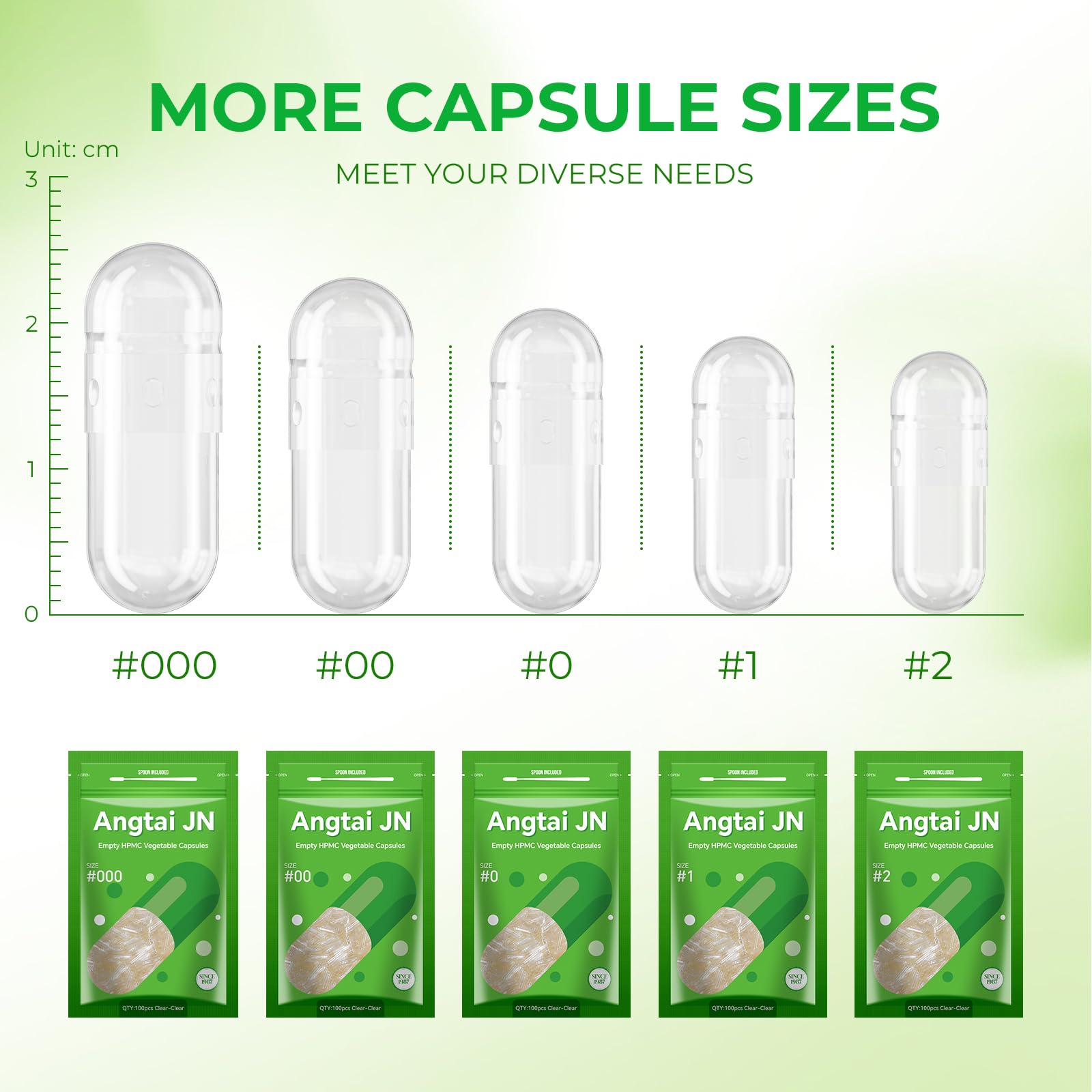 Angtai JN Capsules Size 000 Vegan Empty Plant Based Clear (100 Count) Gluten Free, Non-GMO, Halal Certified Pill Caps Filling Kit with 2 Spoons for Vegetarian DIY Your Own Supplements Angtai JN uk supplements