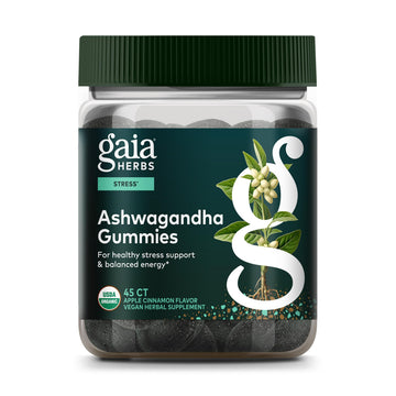 Gaia Herbs Organic Ashwagandha Gummies - Stress Support* - Made with Cinnamon & Ginger - Gluten Free & Vegan - 45 Count (15 Servings) Gaia Herbs uk supplements