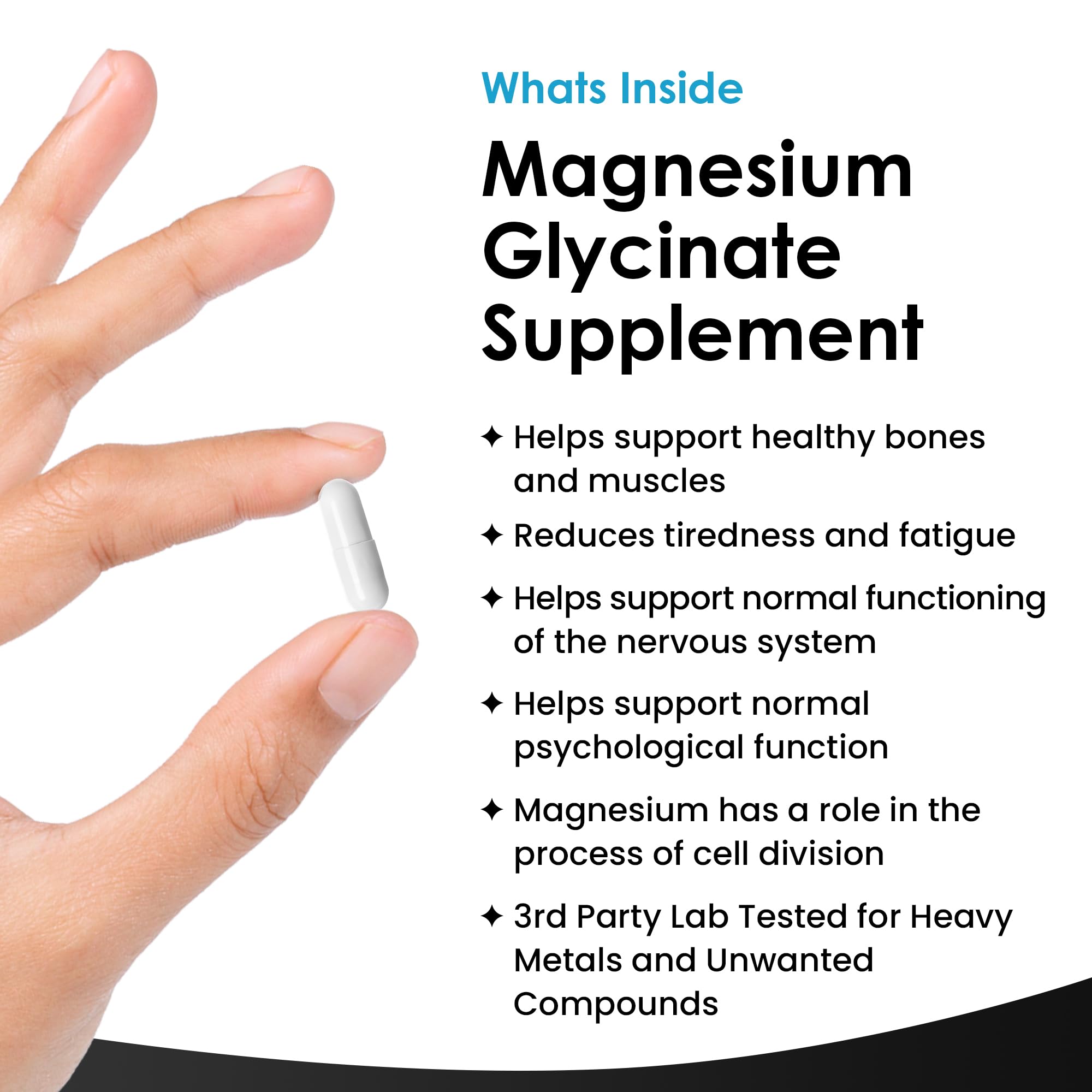Magnesium Glycinate Supplements - 1040mg of Magnesium - 120 High Strength Capsules NEW LEAF PRODUCTS uk supplements