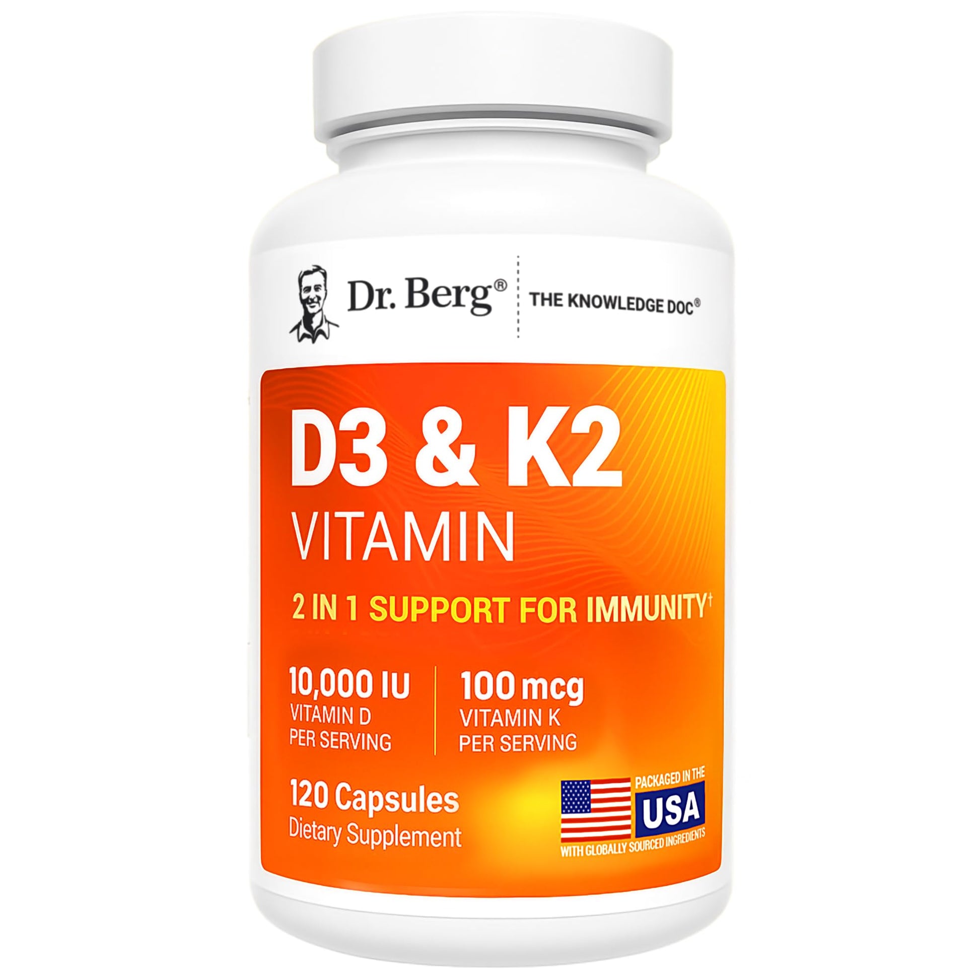 Dr. Berg Vitamin D3 & K2 10,000 IU + MK-7 – 120 Capsules – Immune, Bone & Heart Support* Supplement w/Magnesium, Zinc, B6 – 4X Lab-Tested – No Fillers – Non-GMO, cGMP, Formulated in USA Dr. Berg Nutritionals uk supplements