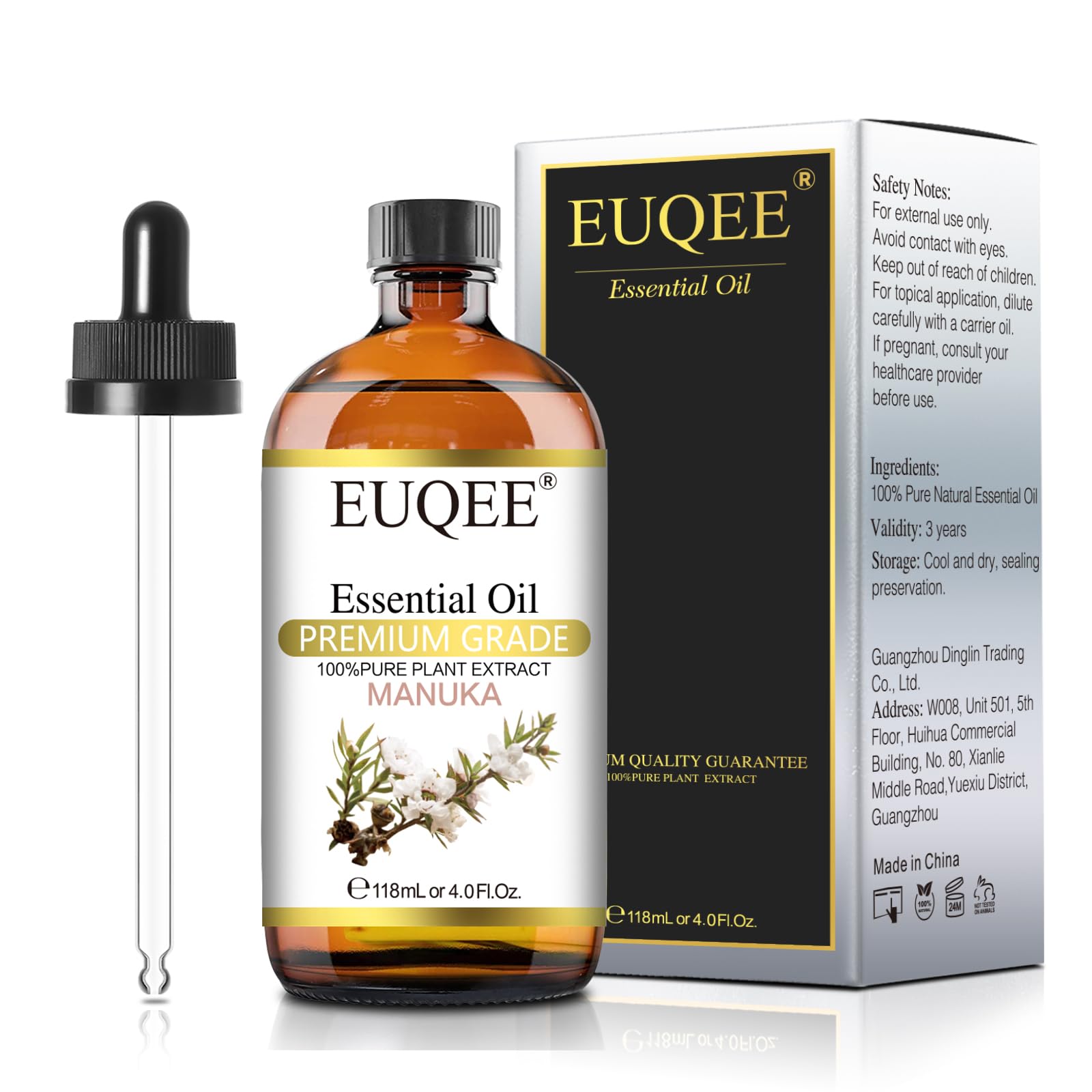 EUQEE Manuka Essential Oil 118ml Large Capacity Pure Manuka Oil with Glass Dropper for Skin EUQEE uk supplements