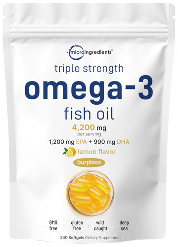 Triple Strength Omega 3 Fish Oil Supplements 4200mg Per Serving, 240 Softgels Micro Ingredients uk supplements